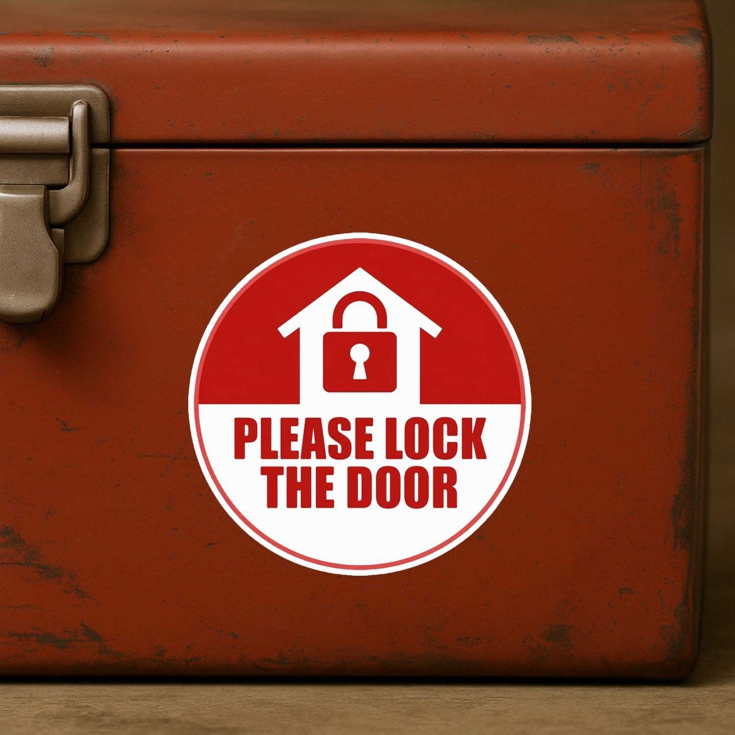 Please Lock the Door Stickers: Waterproof Vinyl Warning Labels, 4-Pack