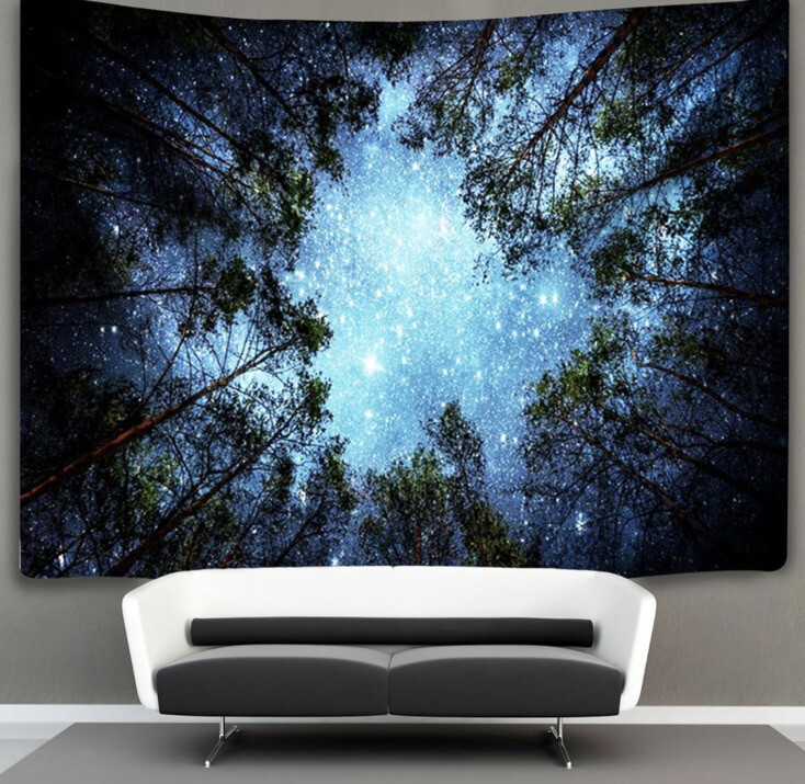 Forest Starry Tapestry Starry Sky Tapestry Moon and Stars Tapestry Galaxy