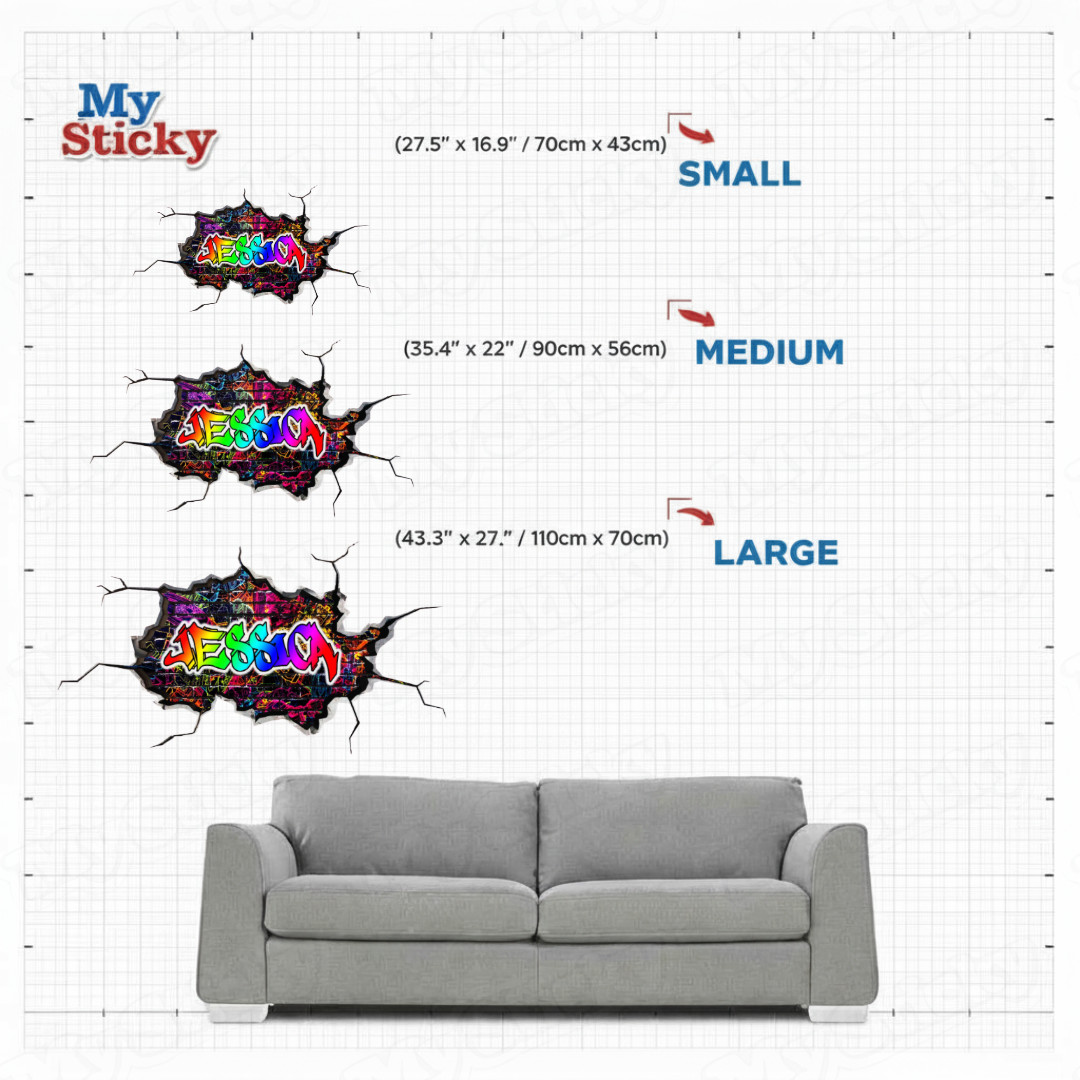 3D Graffiti Name Custom Personalized Vinyl Wall Sticker DIY Room Decor Kids New