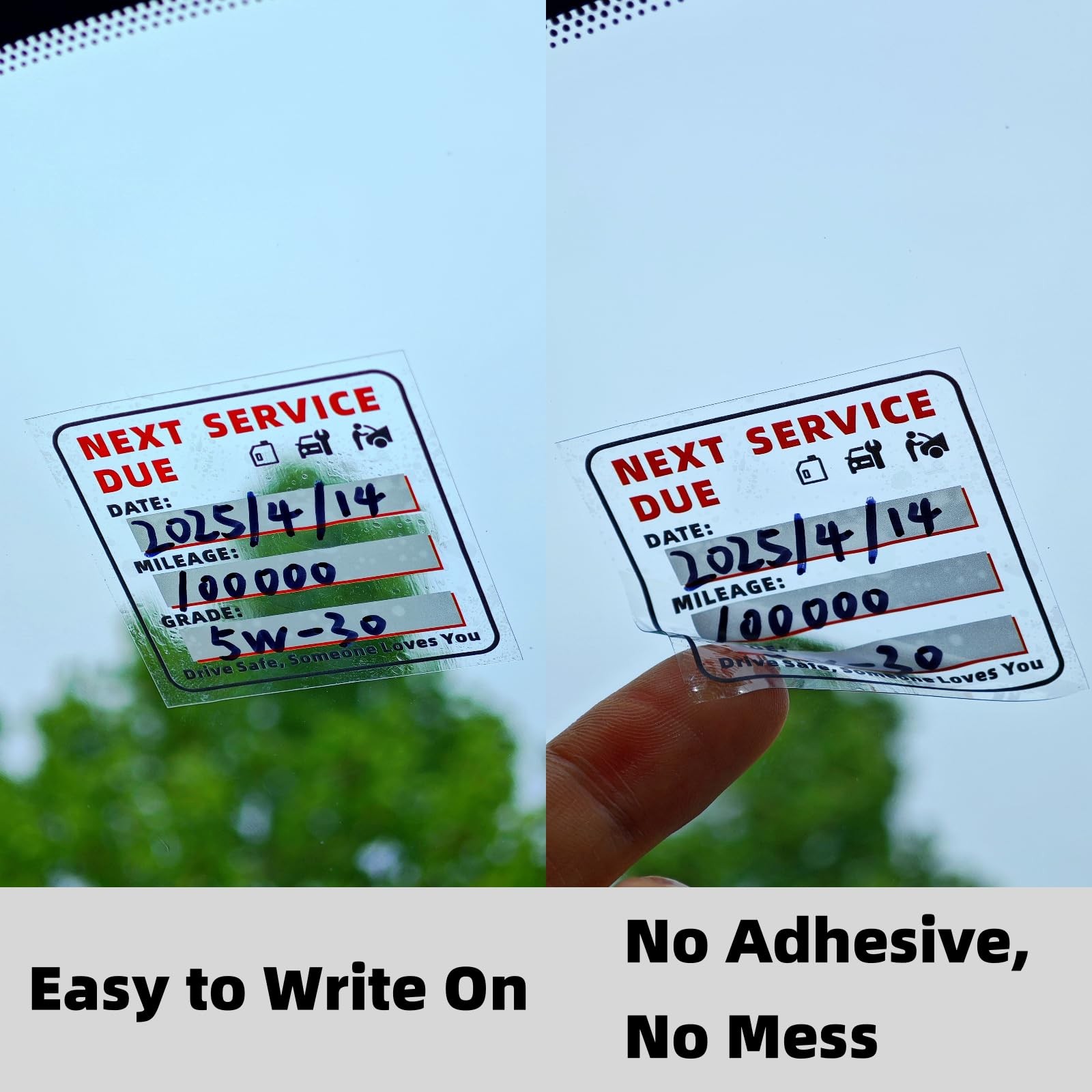 140 PCS Oil Change Stickers Static Cling, 2×2 Inches Clear