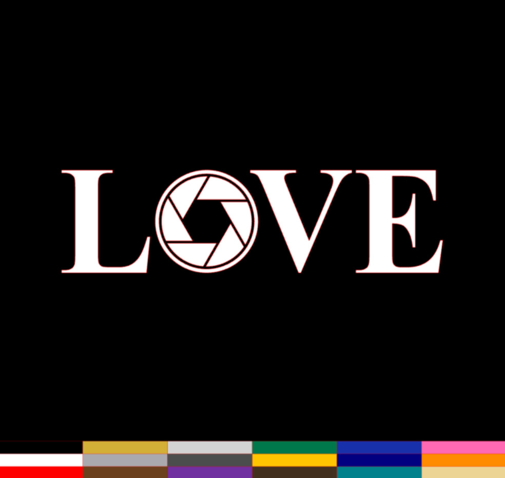 Love Photography Decal PICK SIZE COLOR Camera Shutter Sticker Car Window Laptop