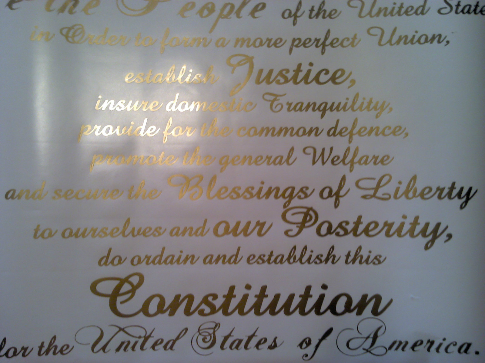 Constitution United States preamble lettering sticker political statement vinyl