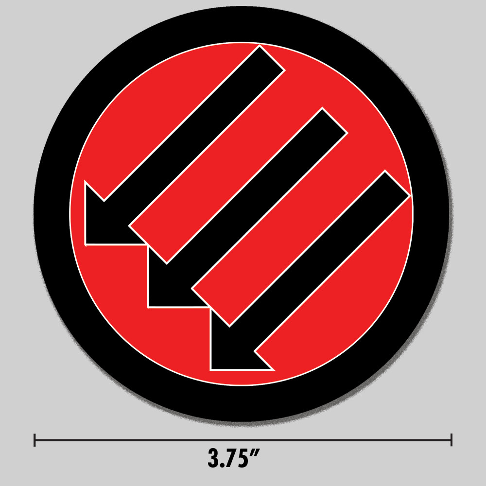 Iron Front Sticker Anarchist 3 Arrows Black on Red 3.75" Vinyl Decal