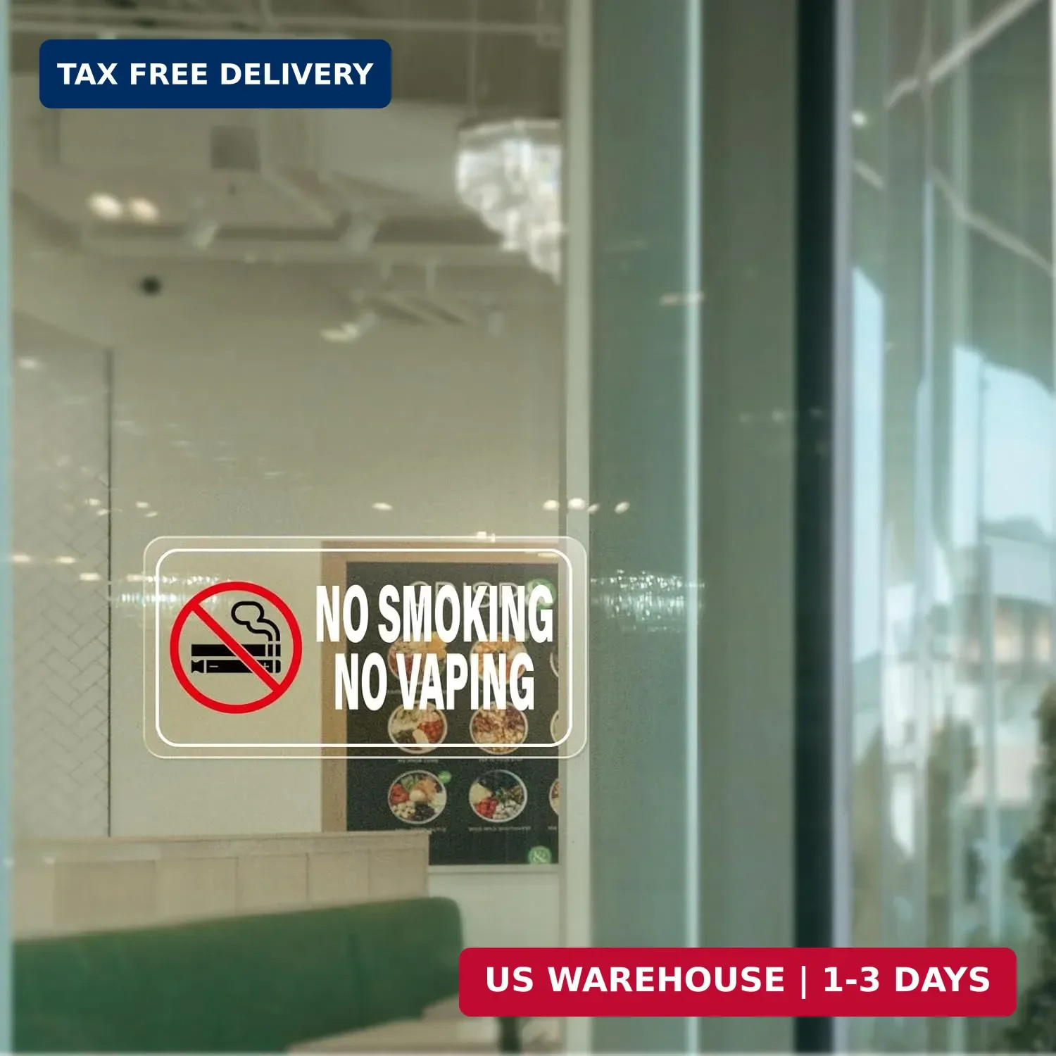 10 Pack No Smoking No Vaping Sticker 2 × 4 Inch Vinyl Self-Adhesive Door Decals