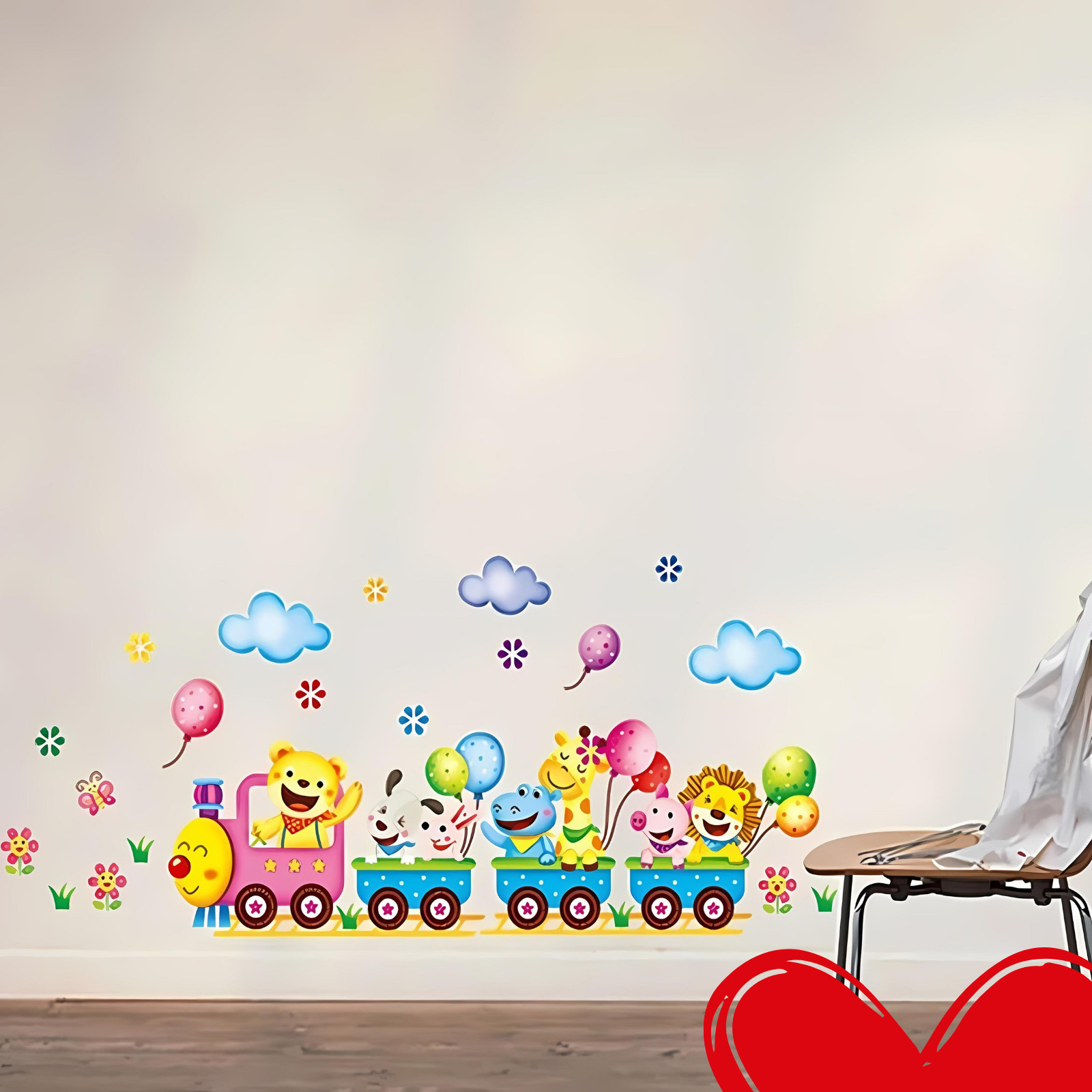 Animals DIY Train Wall Sticker for Kids Baby Room Nursery Home Decor Mural Art S