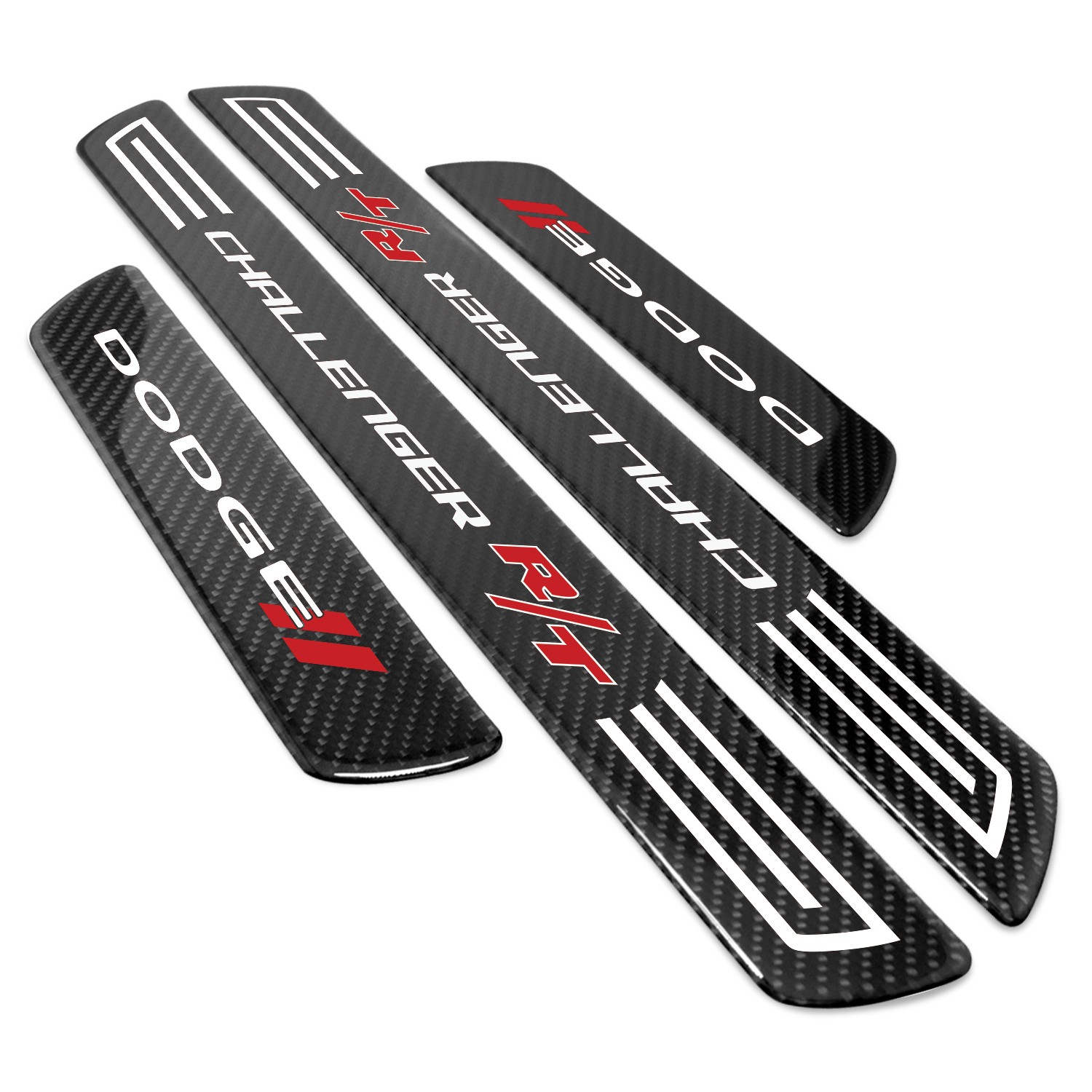 Dodge Challenger R/T X-Large Black Carbon Fiber 4 Pcs Universal Door Sill Plates