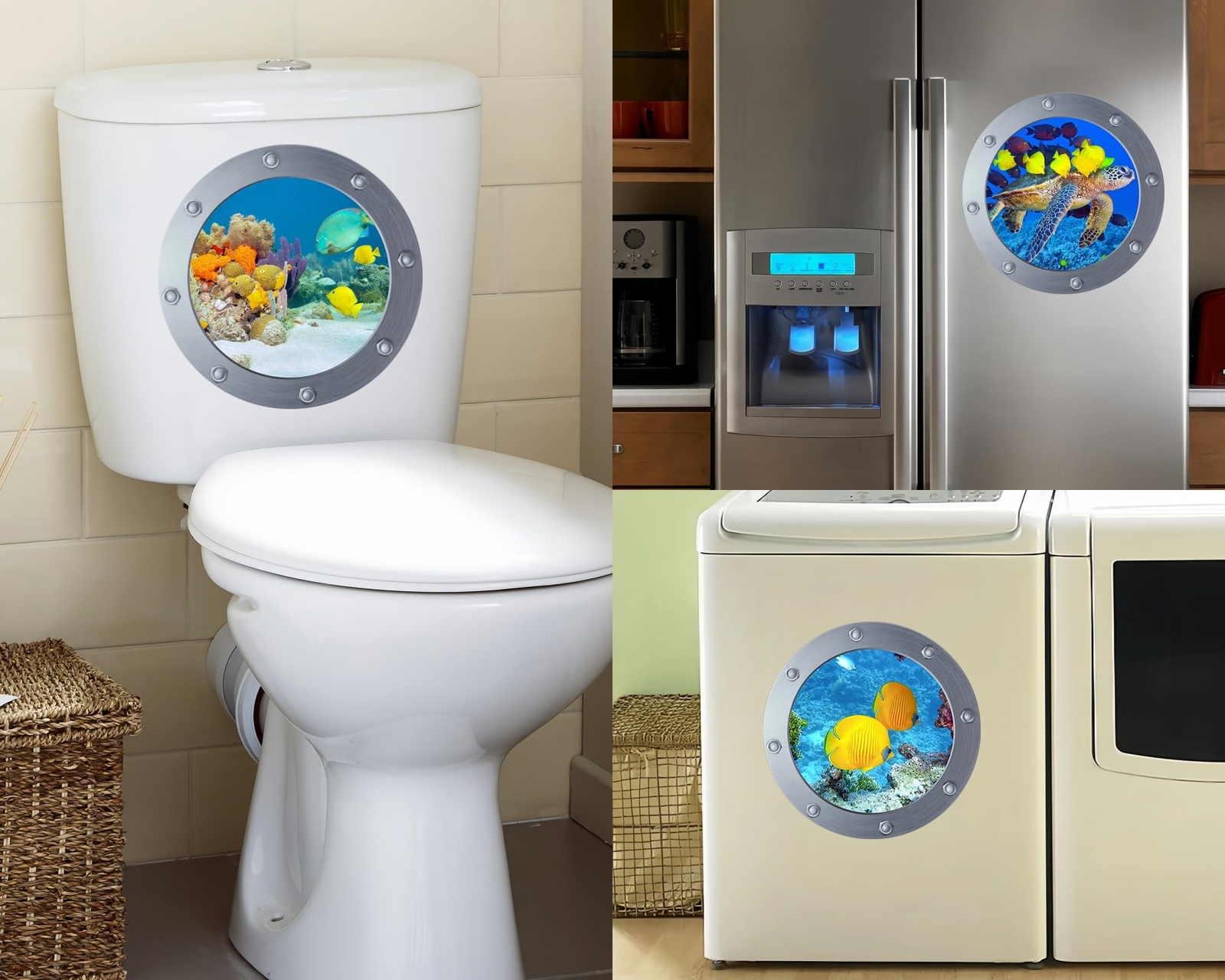 Ocean Animal Wall Decals 11 Inch Porthole Design Set for Nursery/Classroom- E…