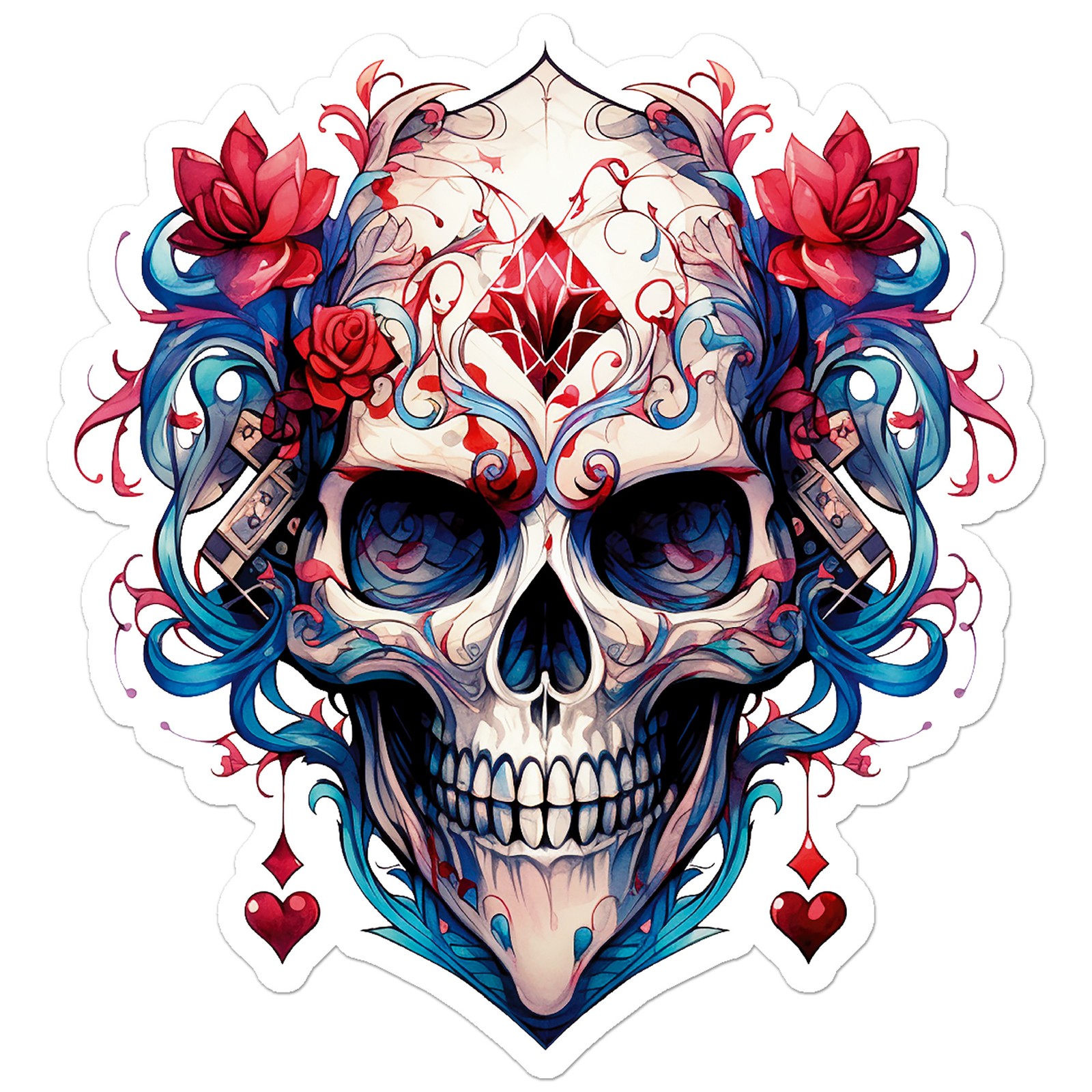 Skull Hearts Roses – Vinyl Decal Sticker – Car Window Laptop – ebn11592