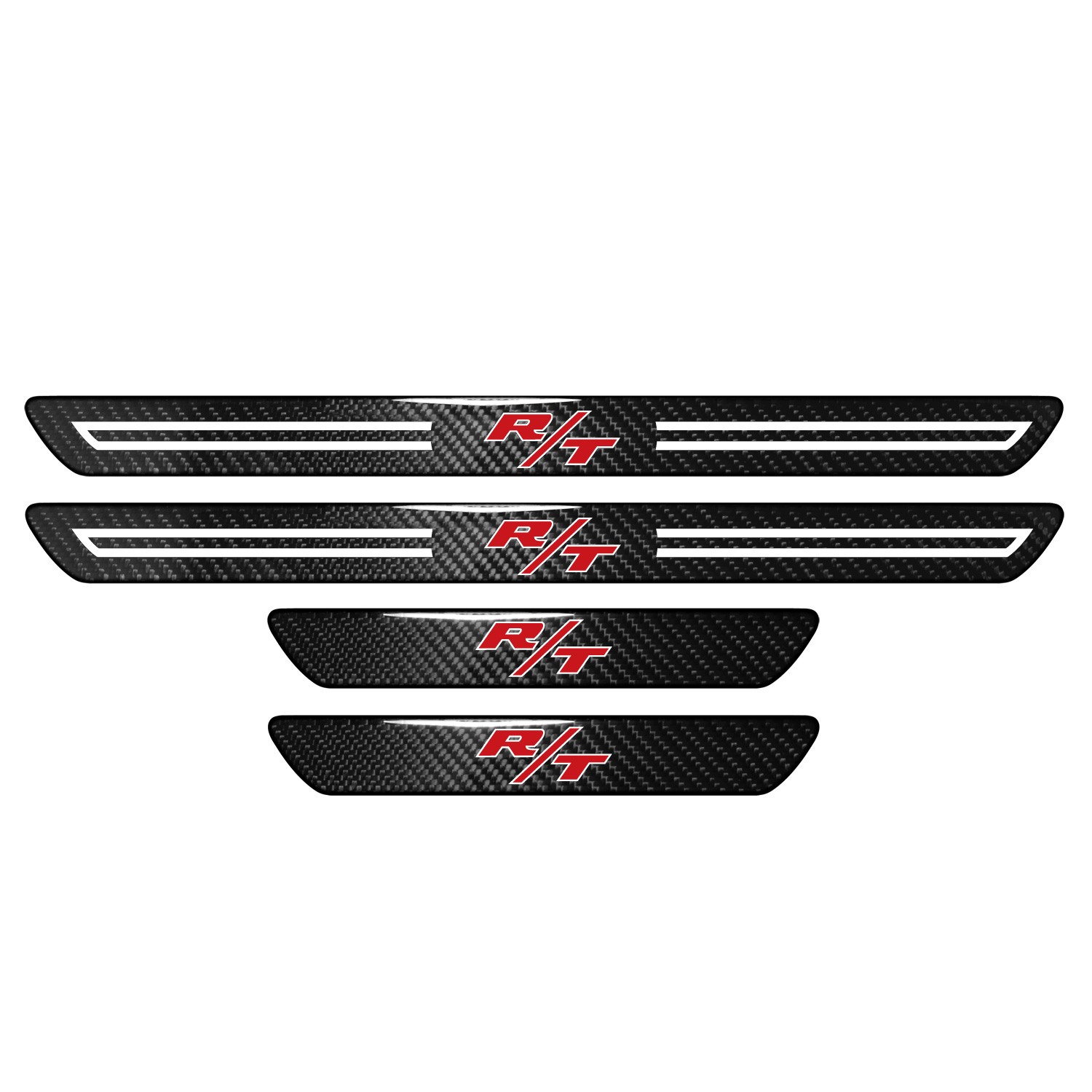 Dodge R/T Logo Real Carbon Fiber 4 Pcs Door Sill Kick Plates