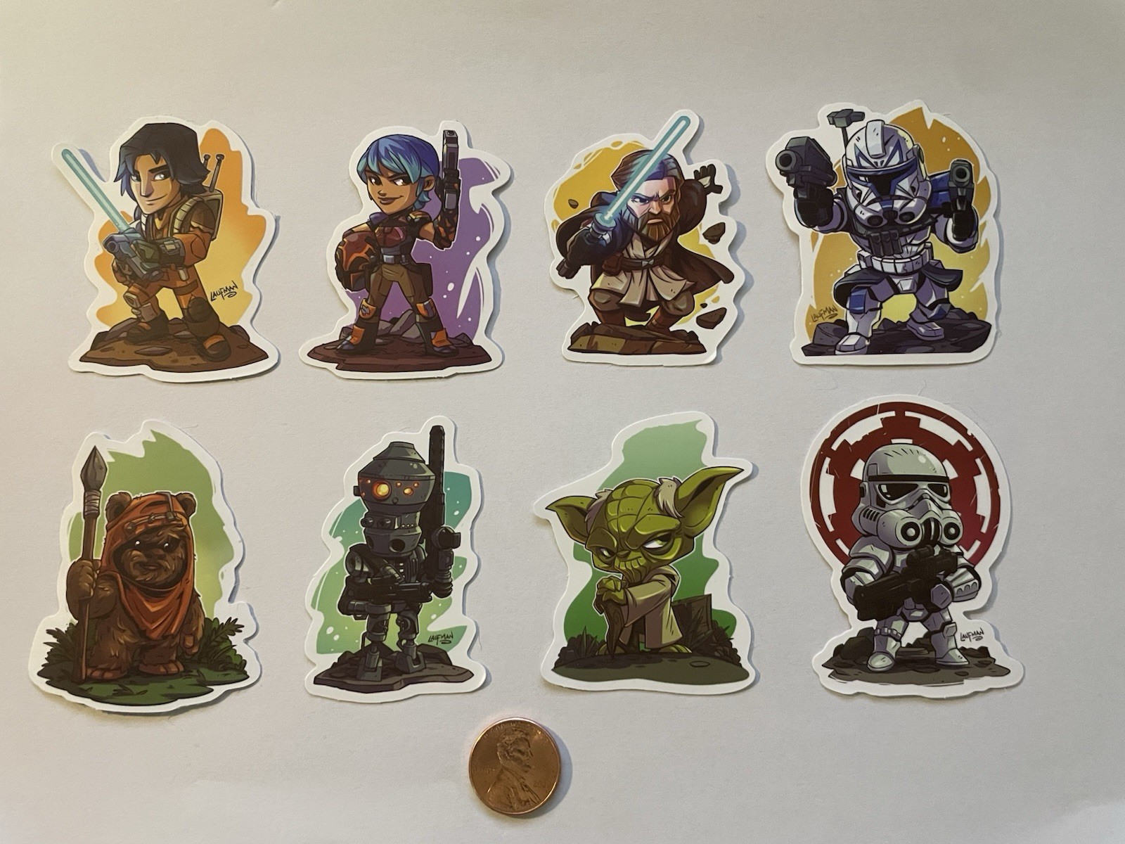 Star Wars Stickers – Variety Set (Set of 8 Stickers As Shown) – Penny For Size