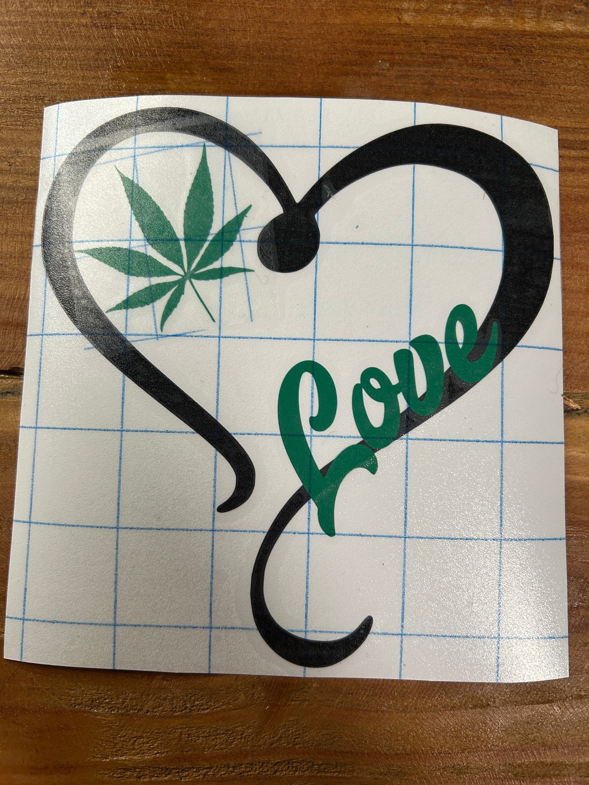 Love Weed Decal Sticker: Heart Cannabis Design – 6230