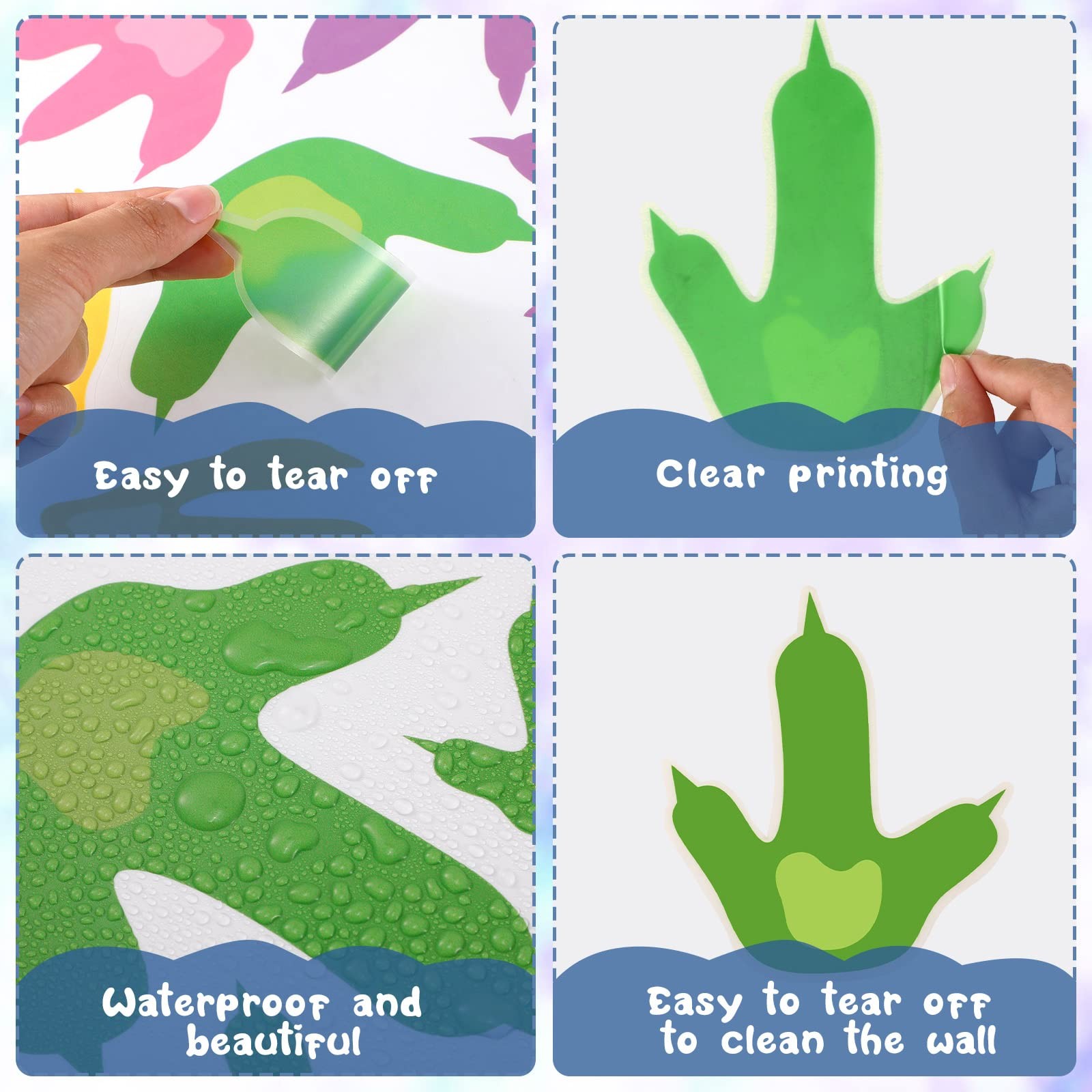 48 Pcs Dinosaur Footprint Stickers Wall Decals for Floor Removable Dinosaur F…