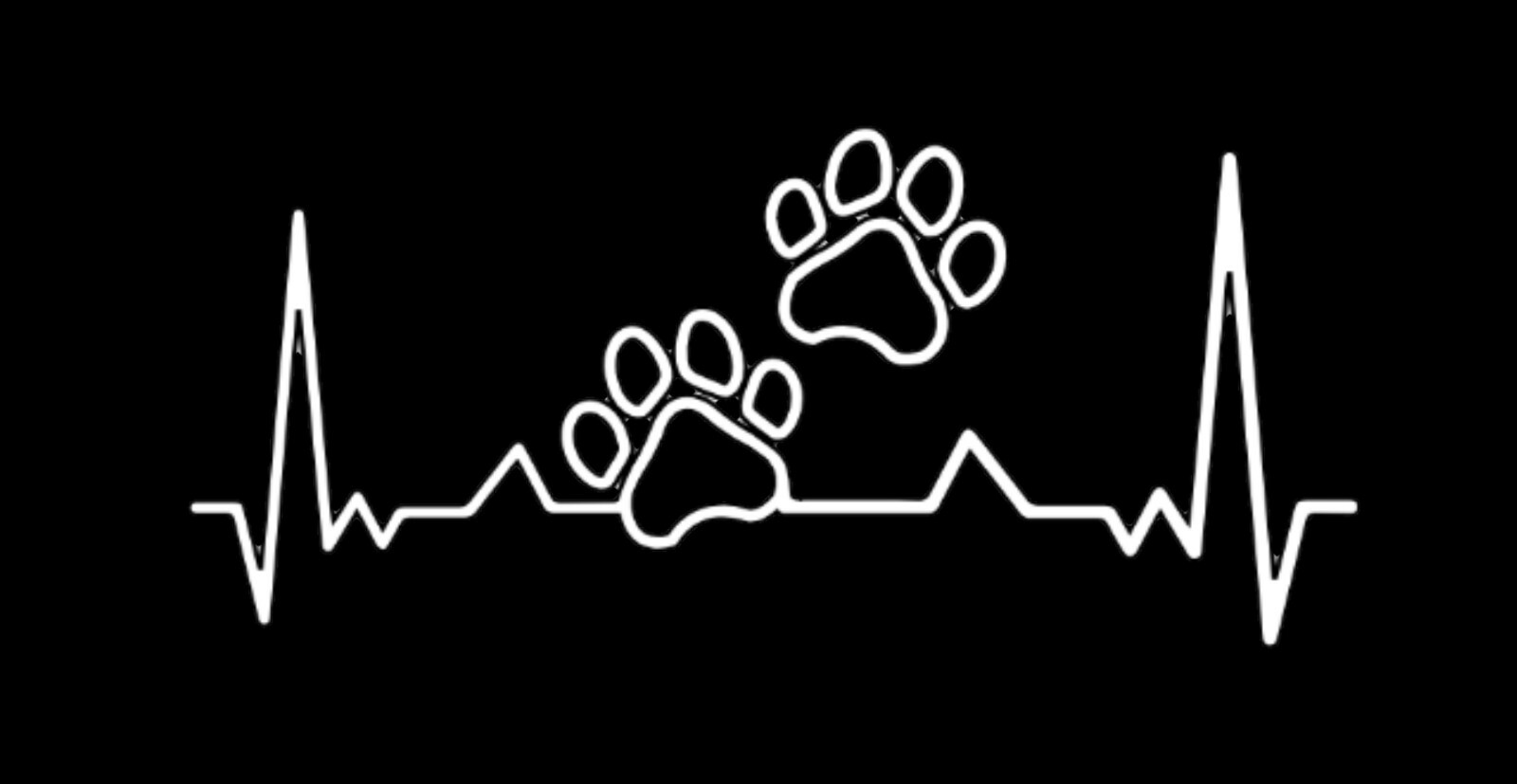 PAW PRINT LIFELINE Vinyl Decal Sticker Car Window Bumper Dog Cat Love Heartbeat