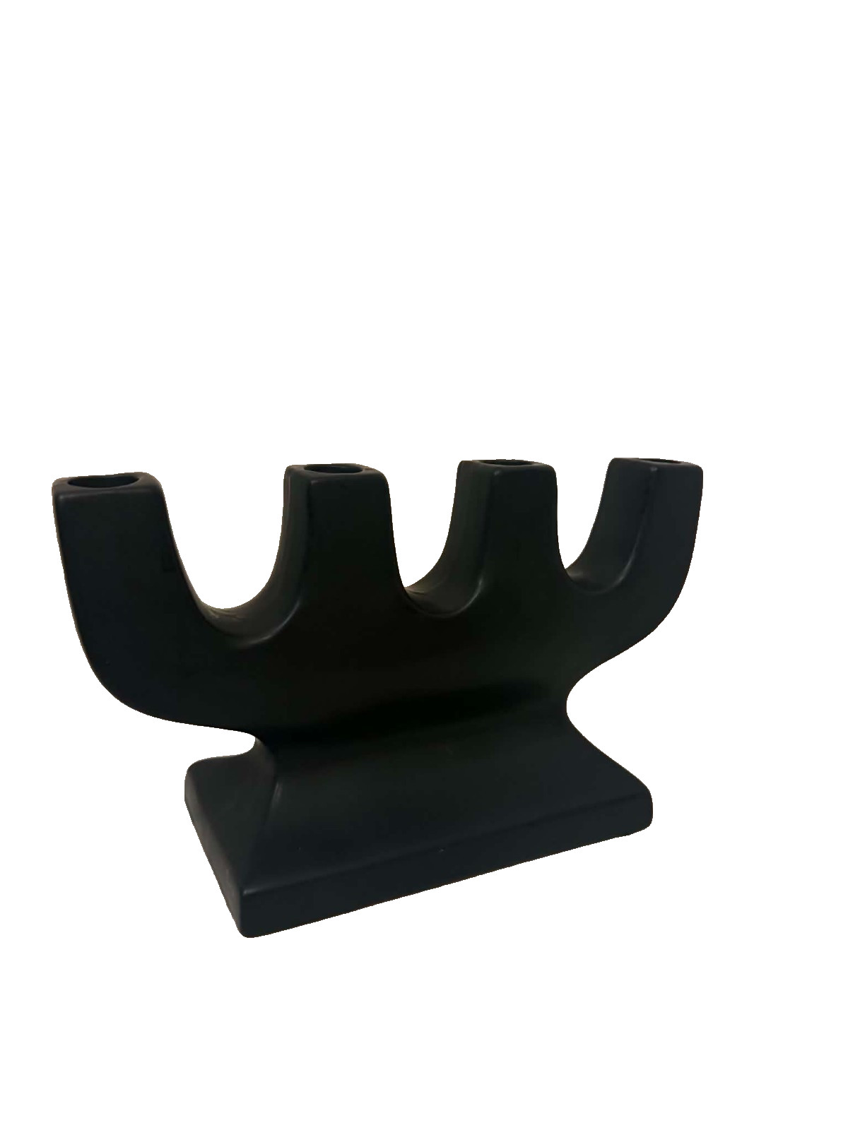 Modern Black 4-Candle Holder Minimalist Sculptural Candelabra Decor