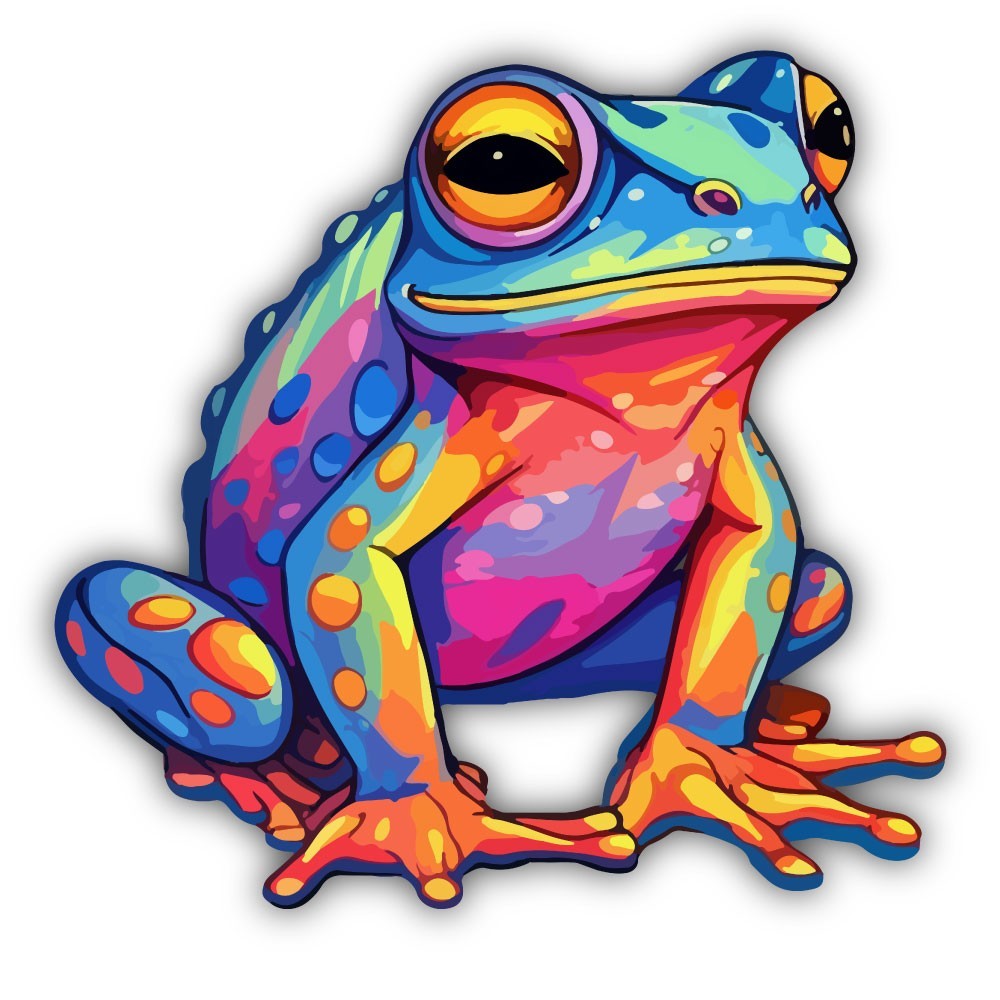 Frog Color Art Cut To Shape Vinyl Sticker