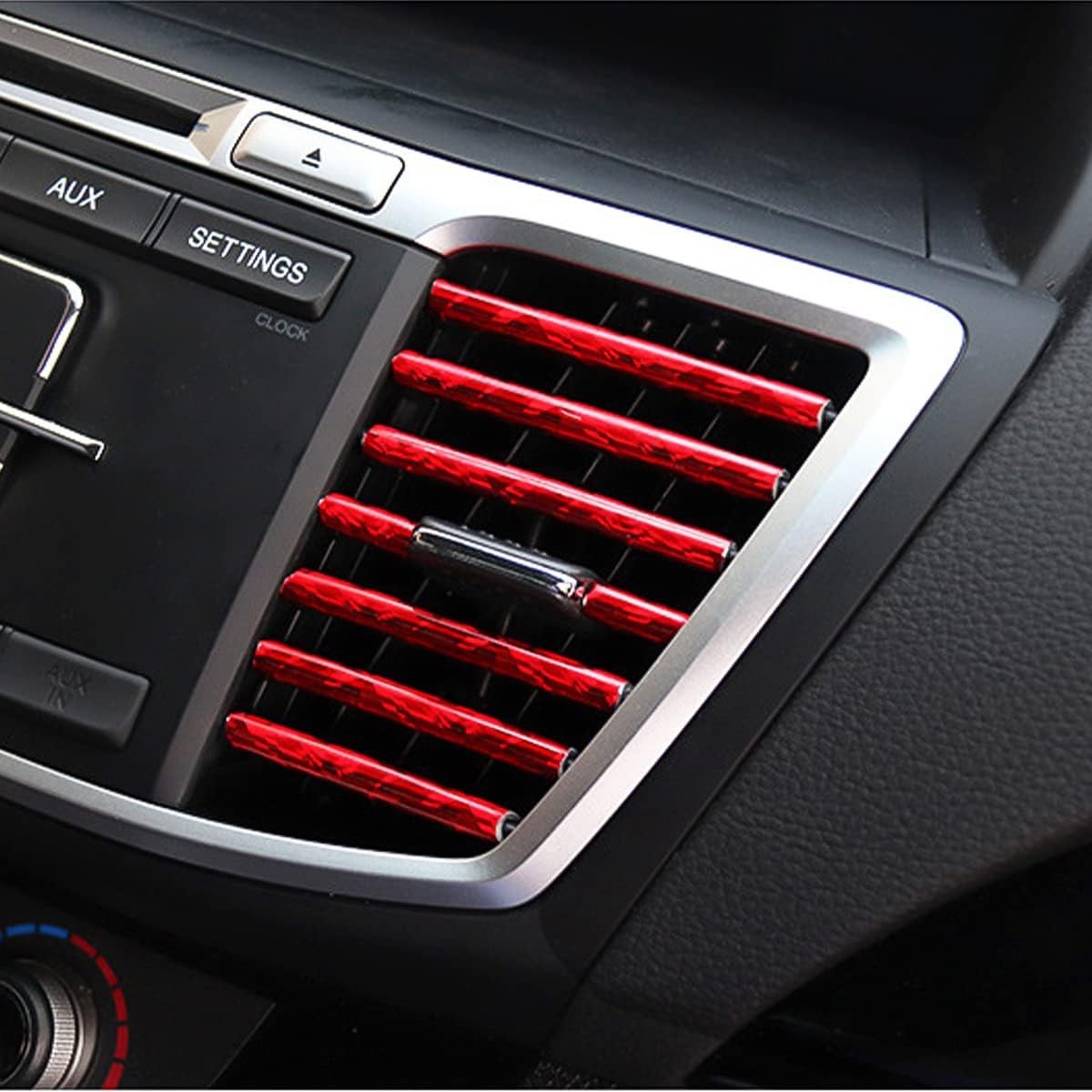 20PCS Car AC Vent Trim Strips, Ice Red, Universal Bendable Waterproof Decor