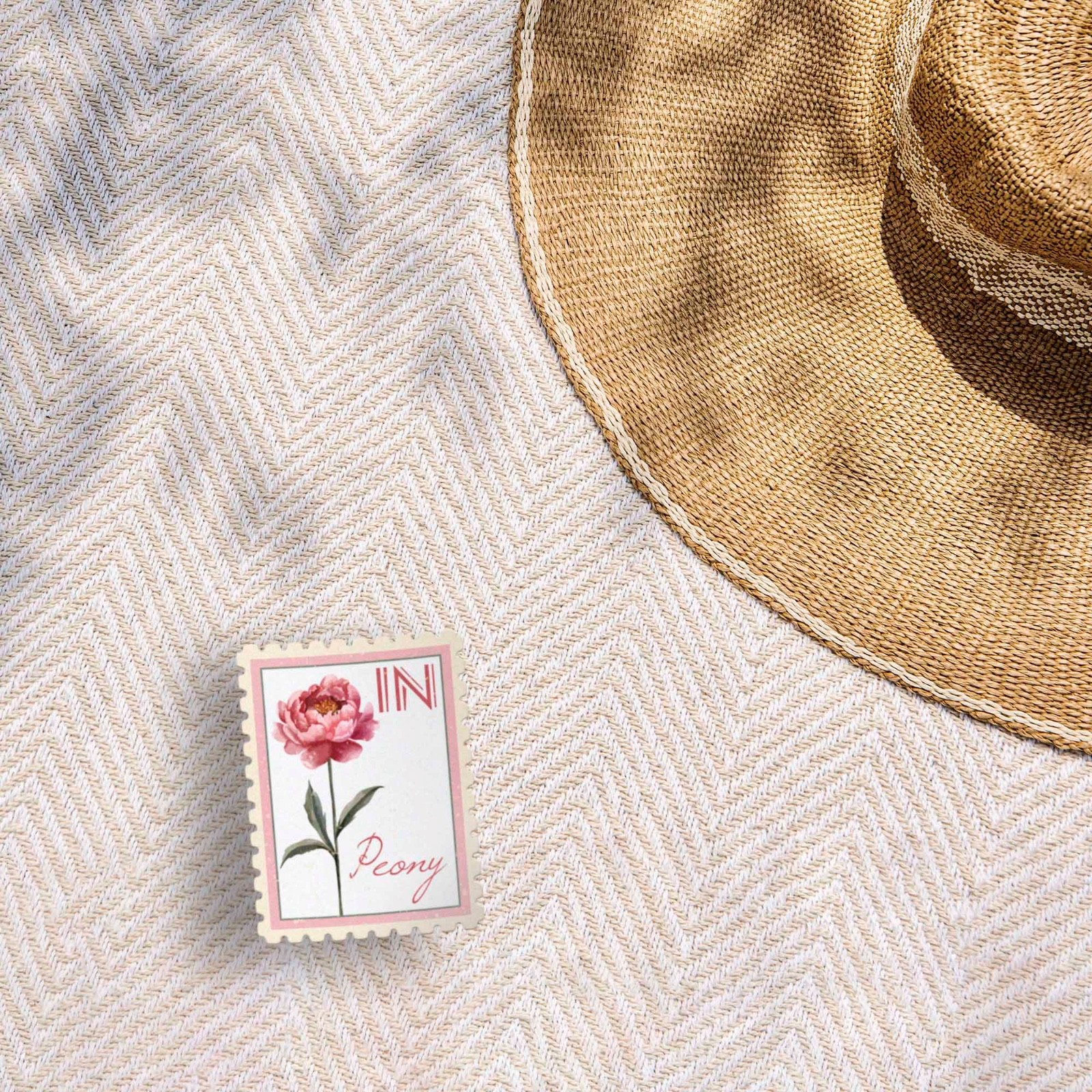 Indiana State Flower Peony Sticker – IN Vintage Stamp Decal for Laptop
