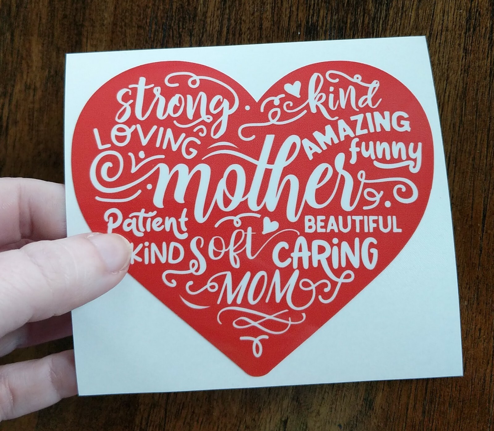 4.5" Mom Heart Decal Vinyl Sticker Red White Love Mothers Day Gift Family Kids