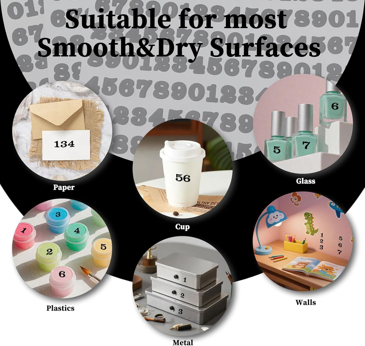 Self-Adhesive Waterproof Vinyl Number Stickers – 1/2 Inch, 8 Black Sheets