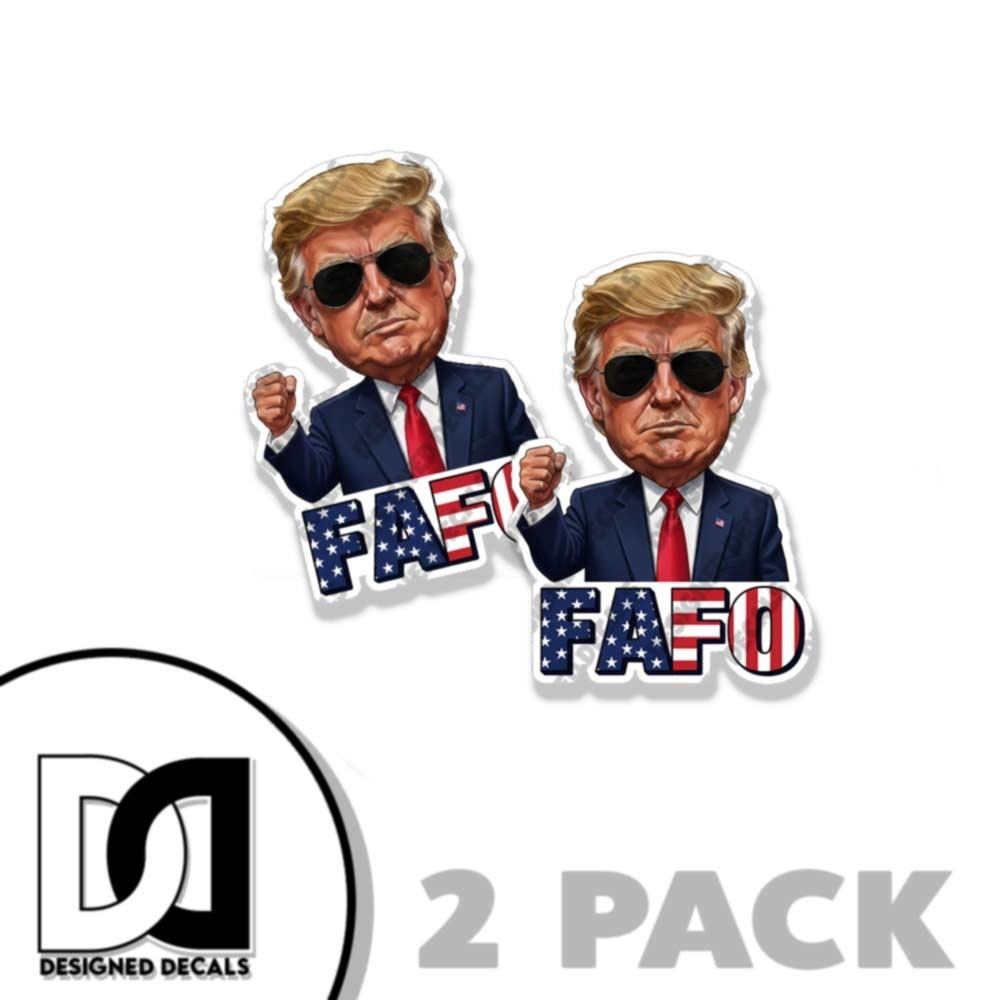 TRUMP FAFO USA STARS STRIPES RED WHITE BLUE Vinyl Sticker Decal 2 PACK