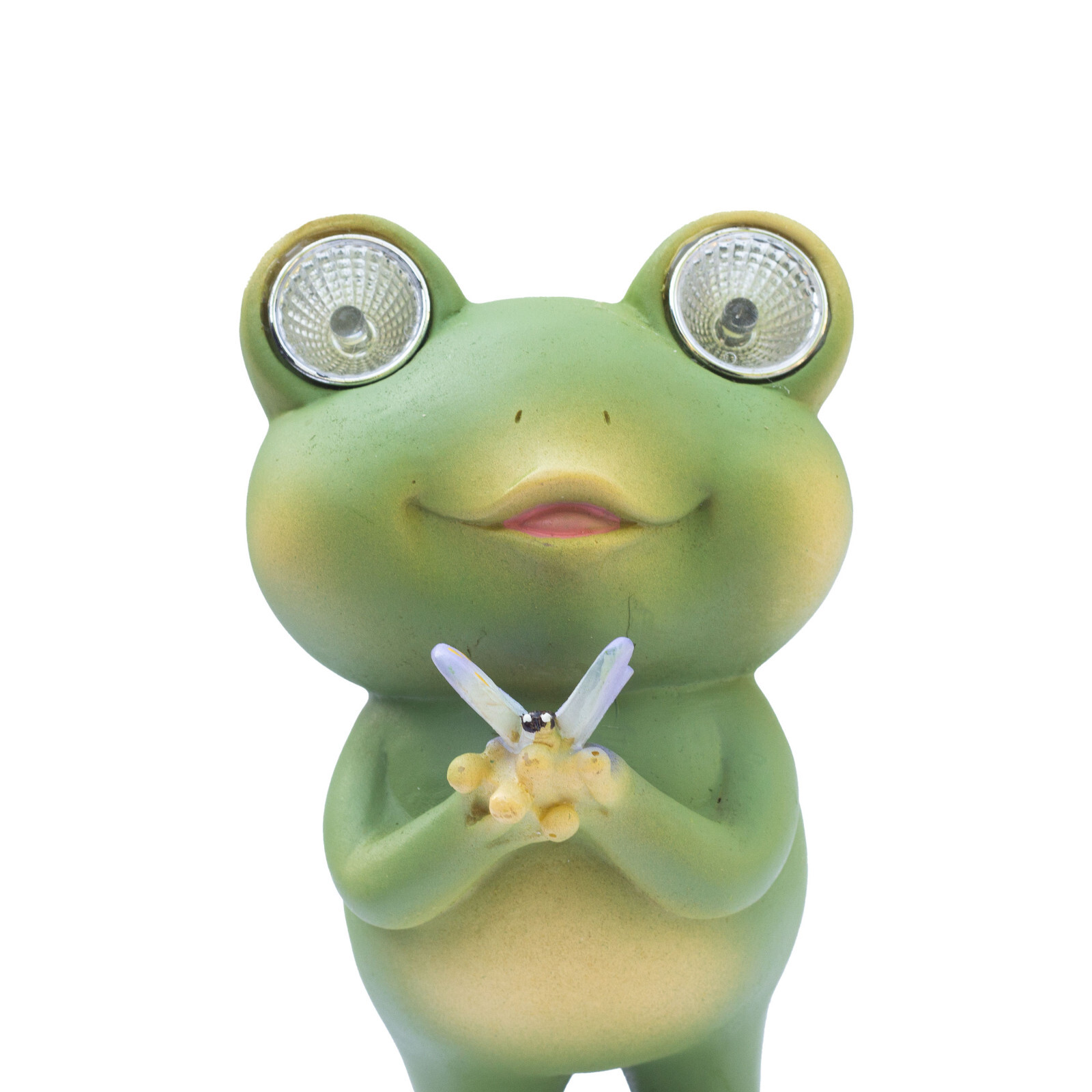 KRAFTSKALA Playful Solar-Powered Resin Adorable Frog Statue – Auto Light-Up Eyes