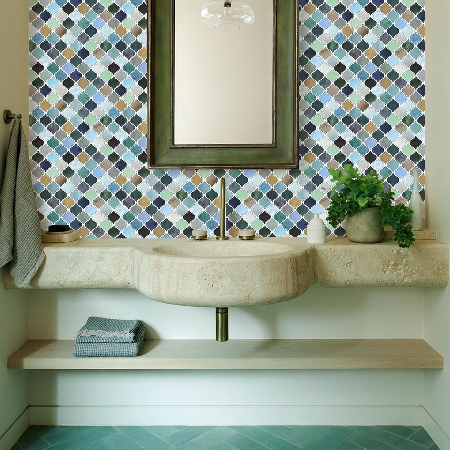 Arabesque Peel Stick Backsplash 12×12” Backsplash Tile for Kitchen Self Adhesive