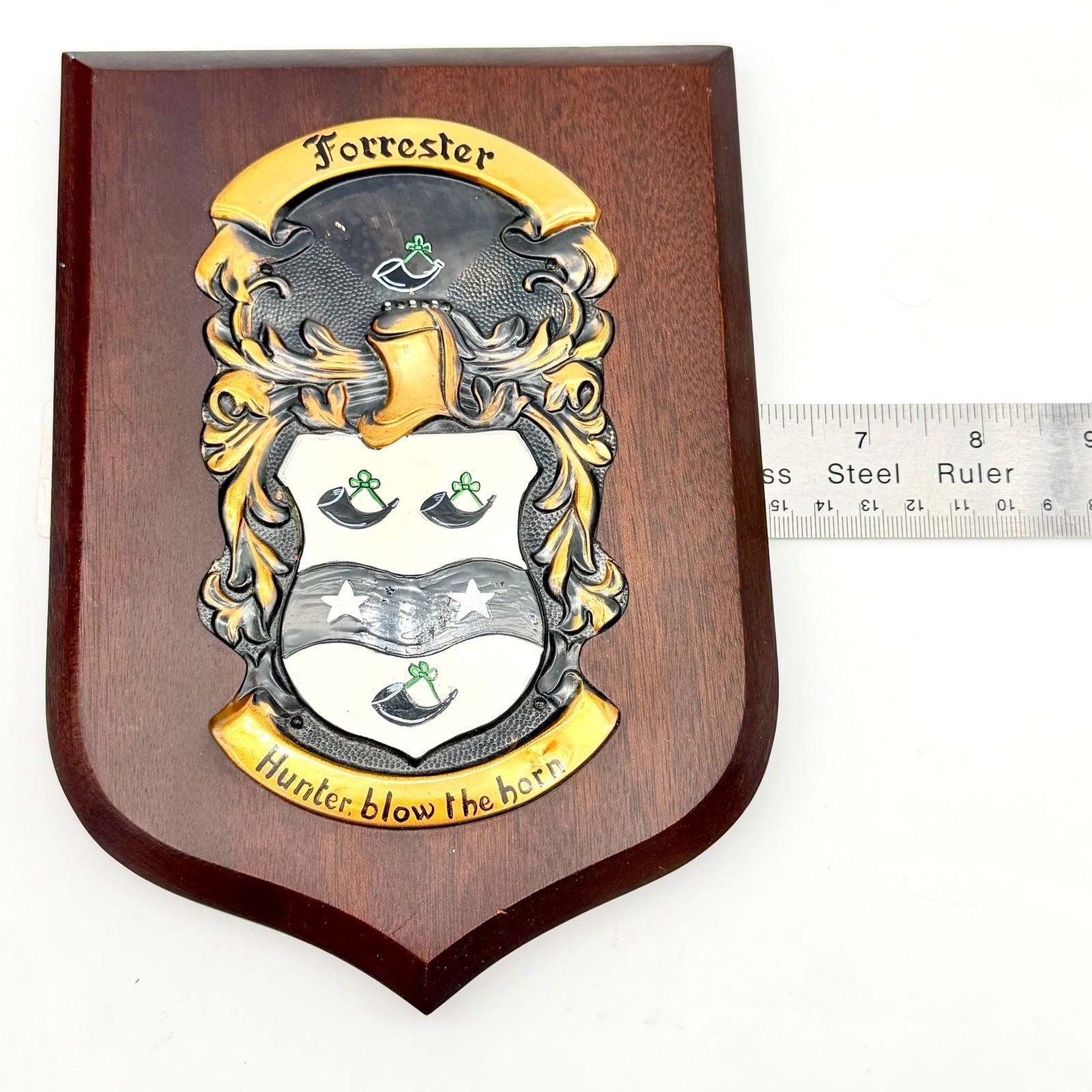 Forrester Family Crest Coat of Arms Wood Plaque Heraldic Artists
