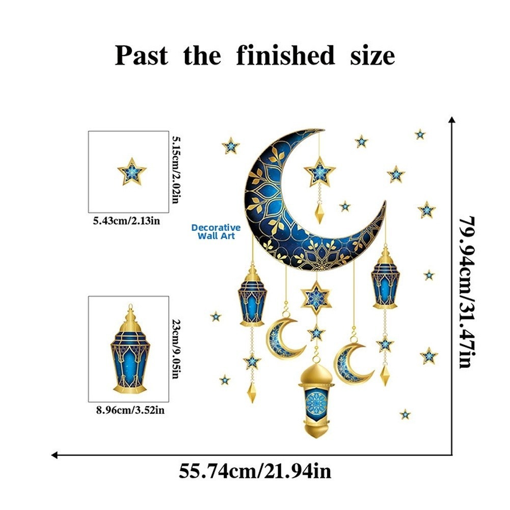 Wall Sticker Star Moon Design UV Printed PVC for Living Room Bedroom Decoration