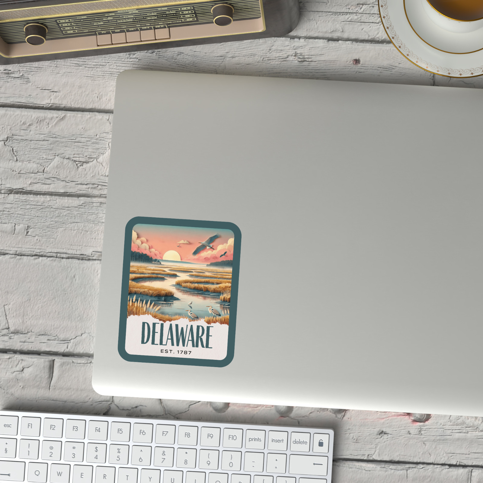 Delaware State Sticker, Paper Collage Look, Scenic National Wildlife Area Decal