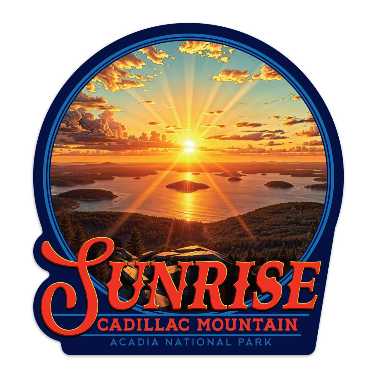 Cadillac Mountain Sunrise Acadia National Park Die Cut Sticker