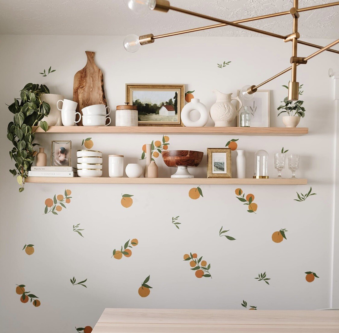 Wall Art Decals for Nursery, Bedroom, Kitchen Grove Orange Branch 56 Pieces