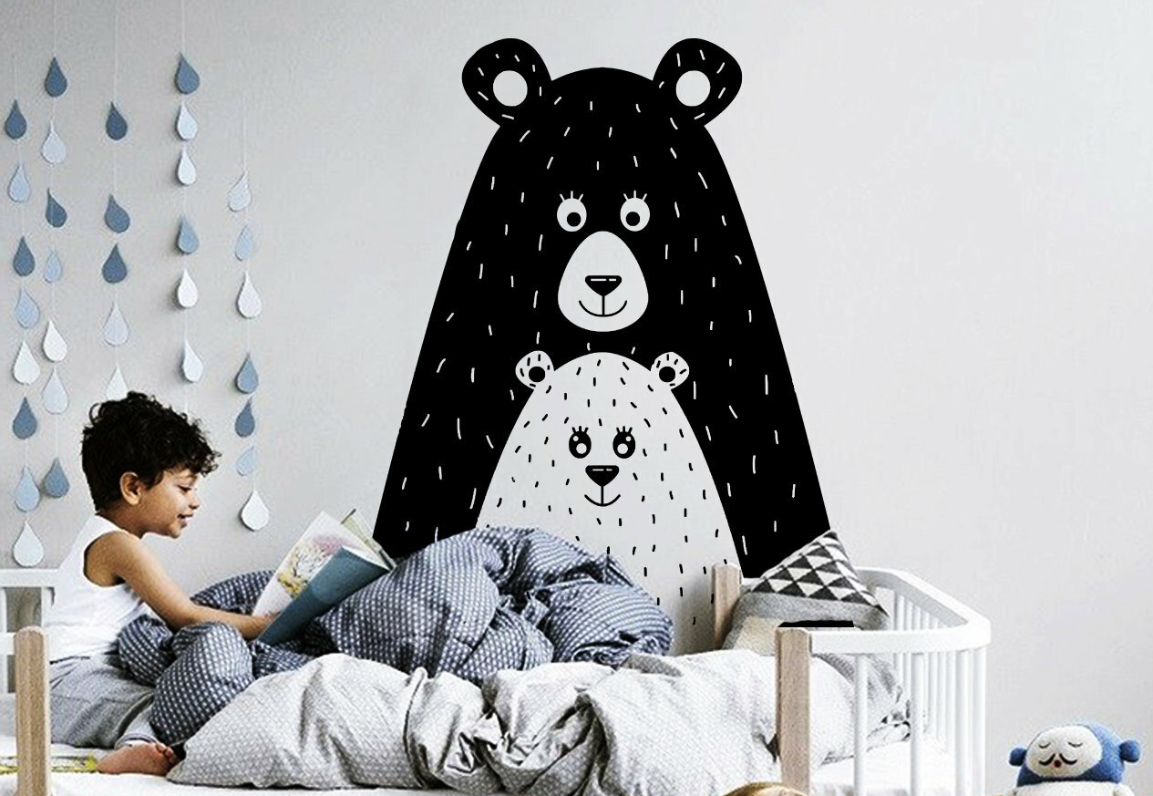 Cute Bears Wall Decal, Bear Decal, Woodland Wall Decal, Forest Decal ga195