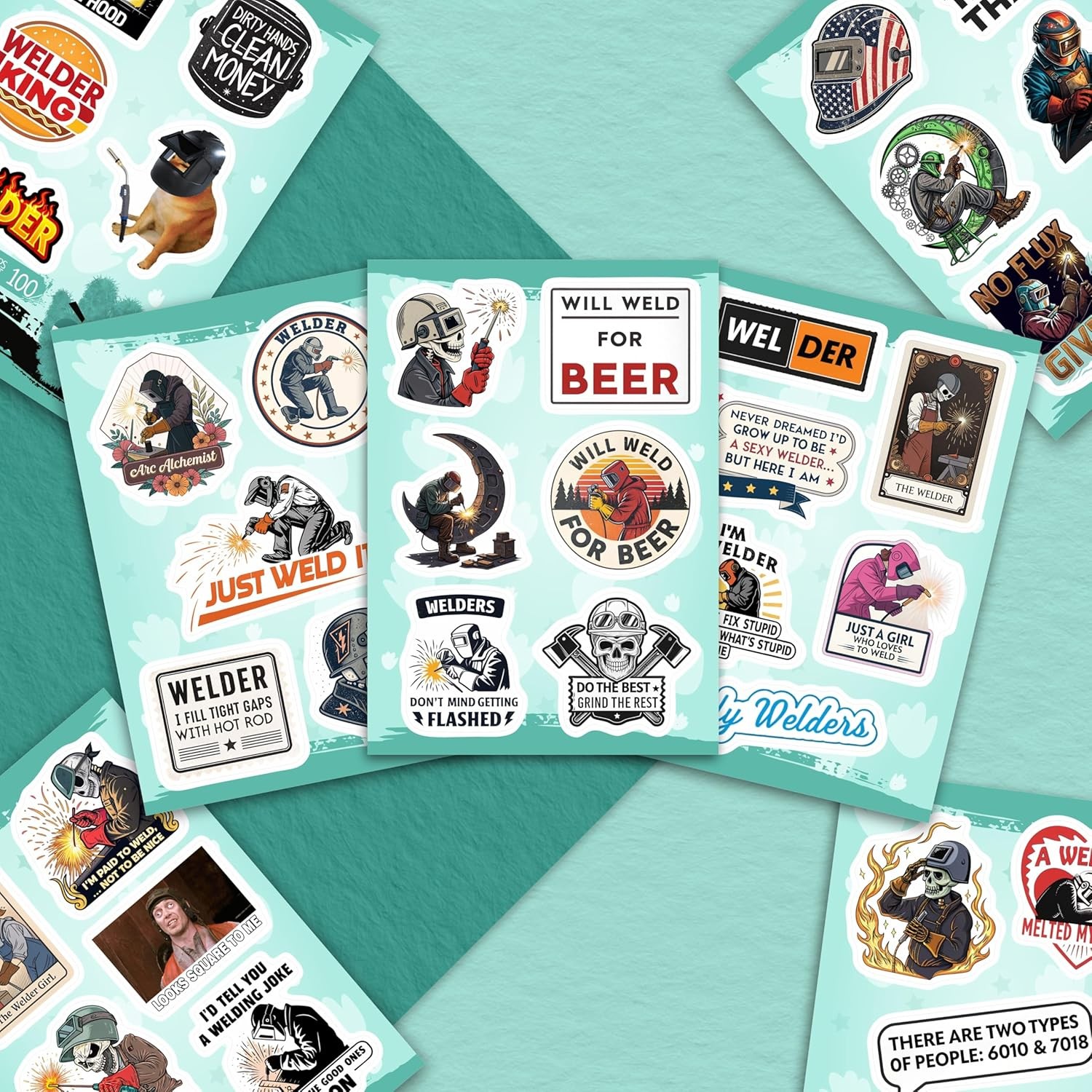 100 Welding Stickers Pack for Helmets, Laptops & Water Bottles – 100 Pcs