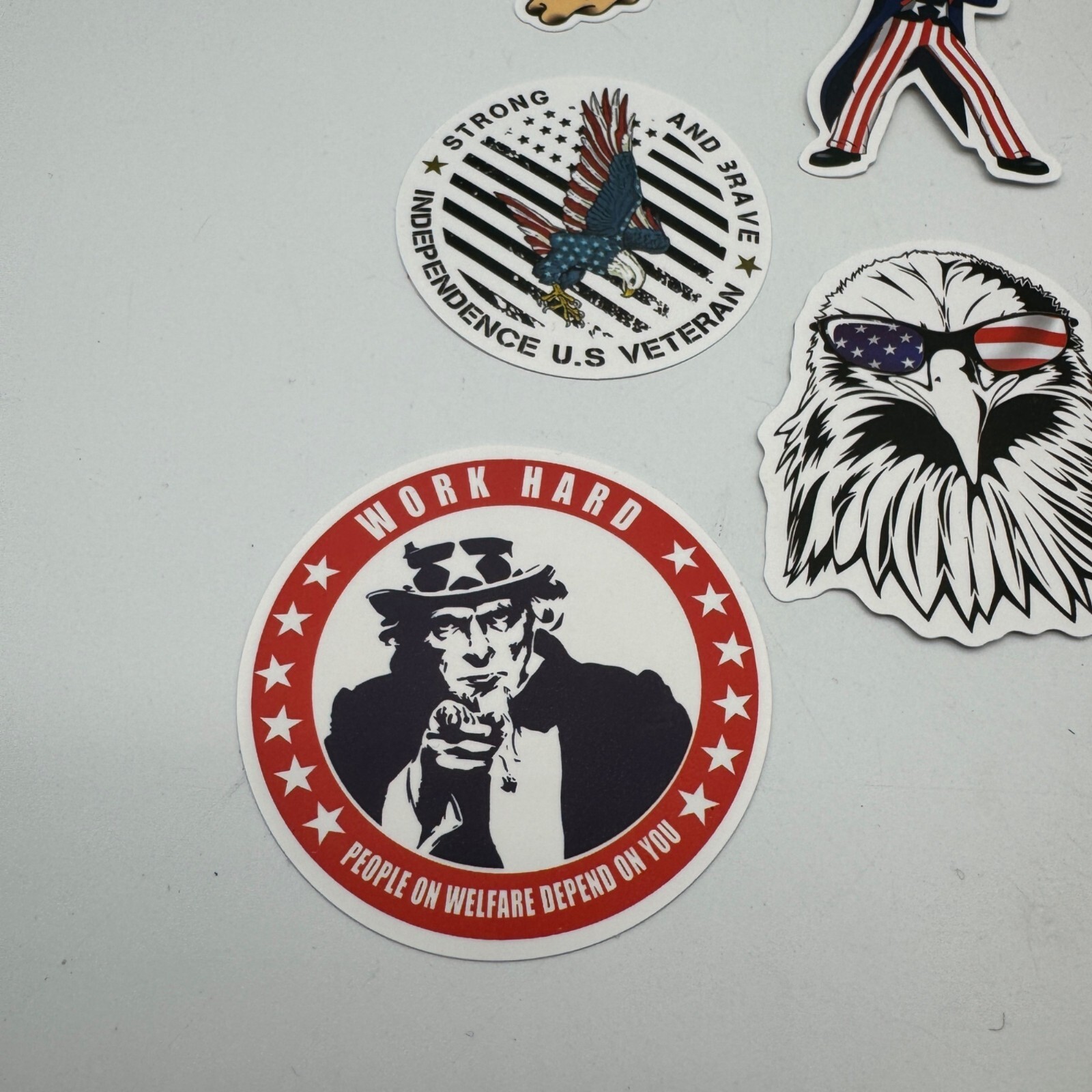 Patriotic Vinyl Decal Stickers Pack 14 Pcs USA Themed Designs