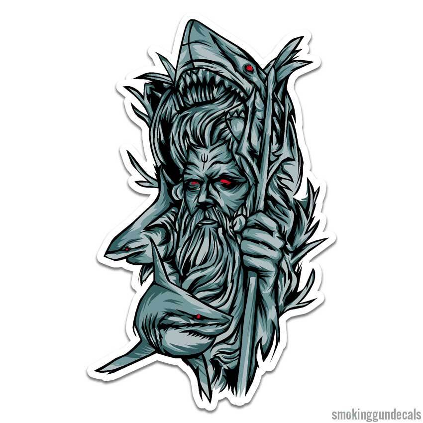 Neptune Poseidon, Vinyl Decal Sticker, Indoor Outdoor, 3 Sizes, #12621