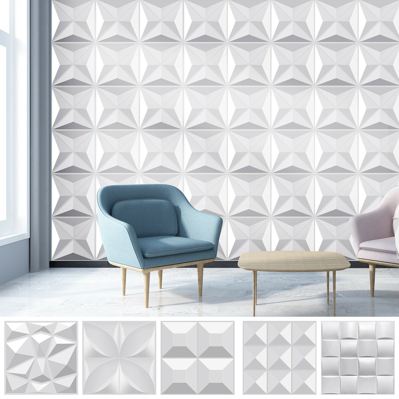 12 Tiles 3D Wall Panels PVC Tiles Textured Bricks Art Design DIY Wallpaper