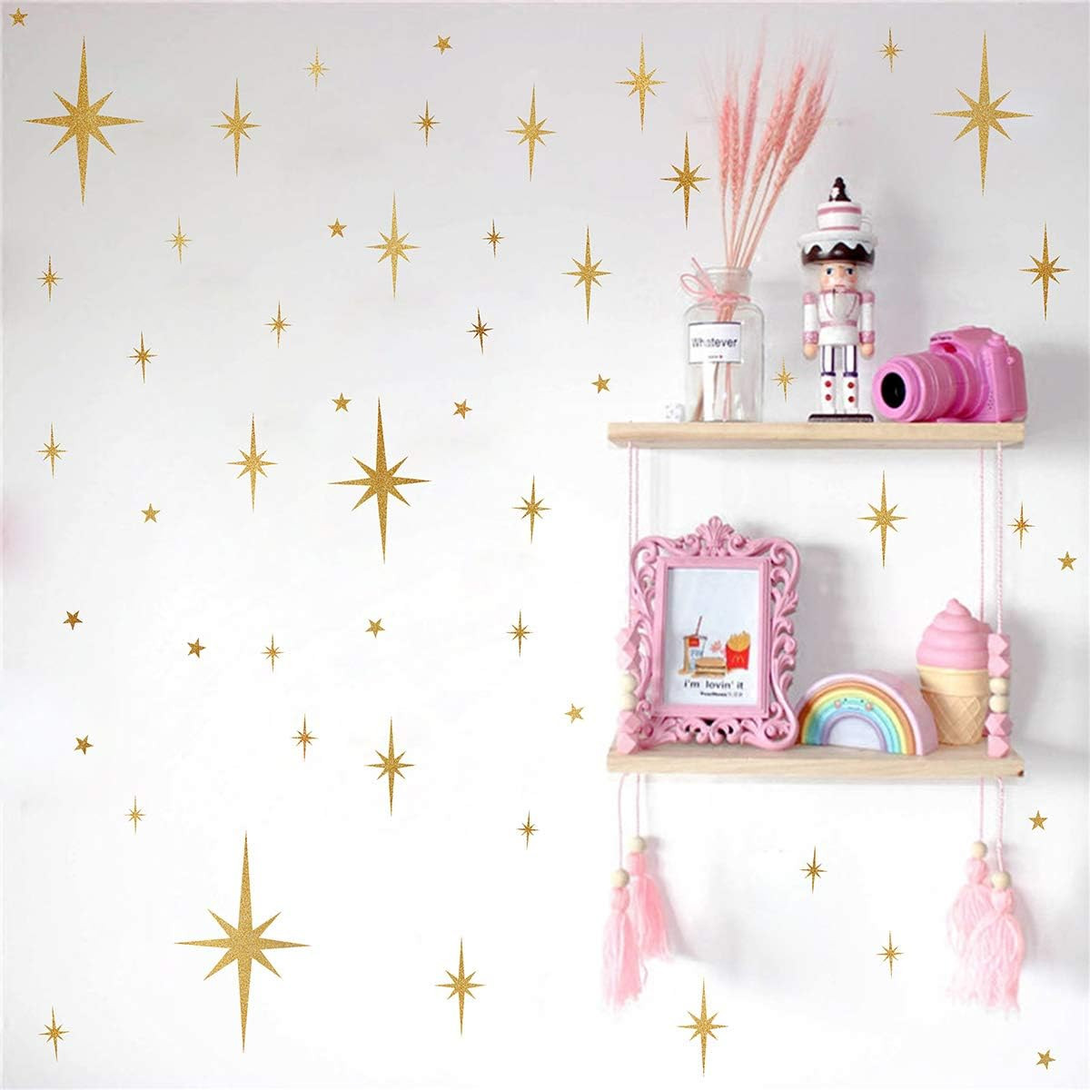 Star Wall Stickers Girls Room Decals Retro Starburst -Vintage Gold