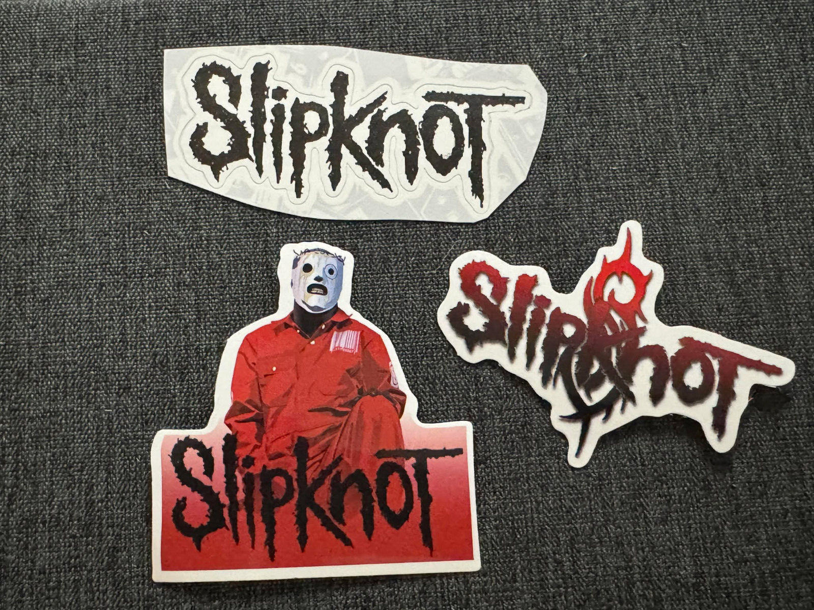 Lot of (3) SLIPKNOT 1 1/4" to 3" Red White Black Logo STICKERS Fast! FREE SHIP!