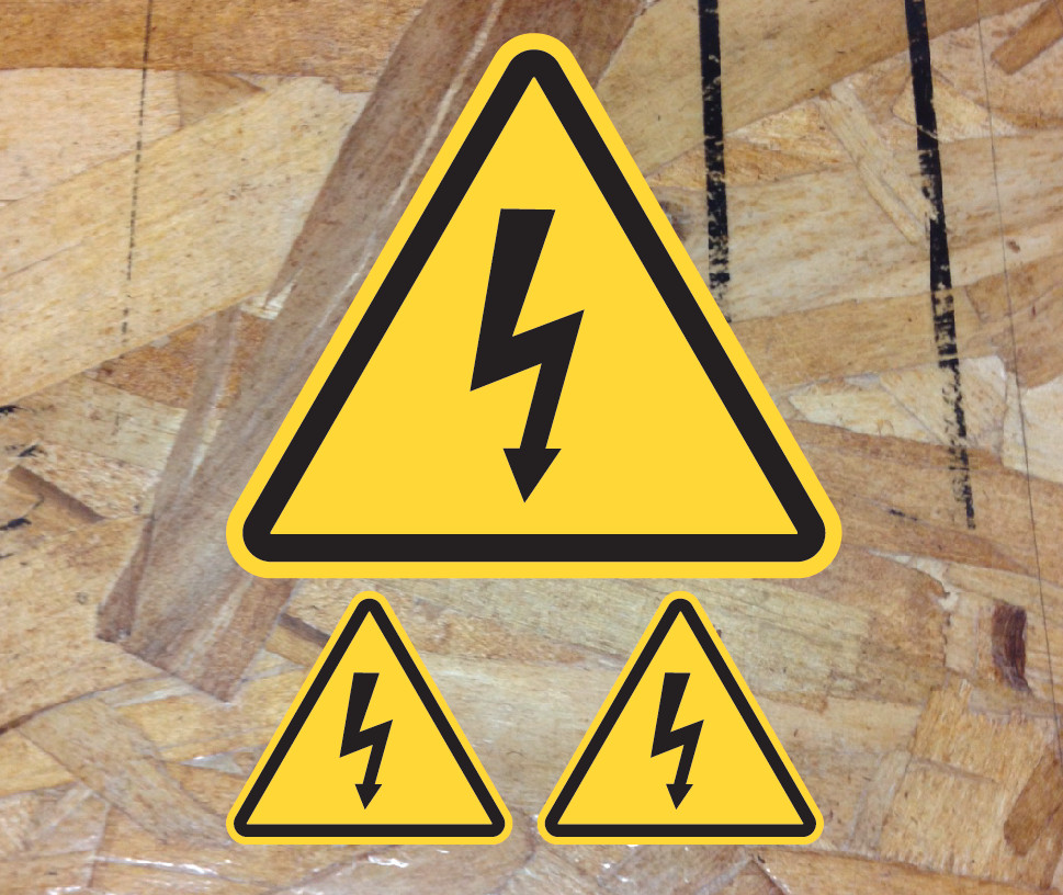 High Voltage Electrical Shock Hazard Warning Symbol Vinyl Decal Sticker – 3 for1