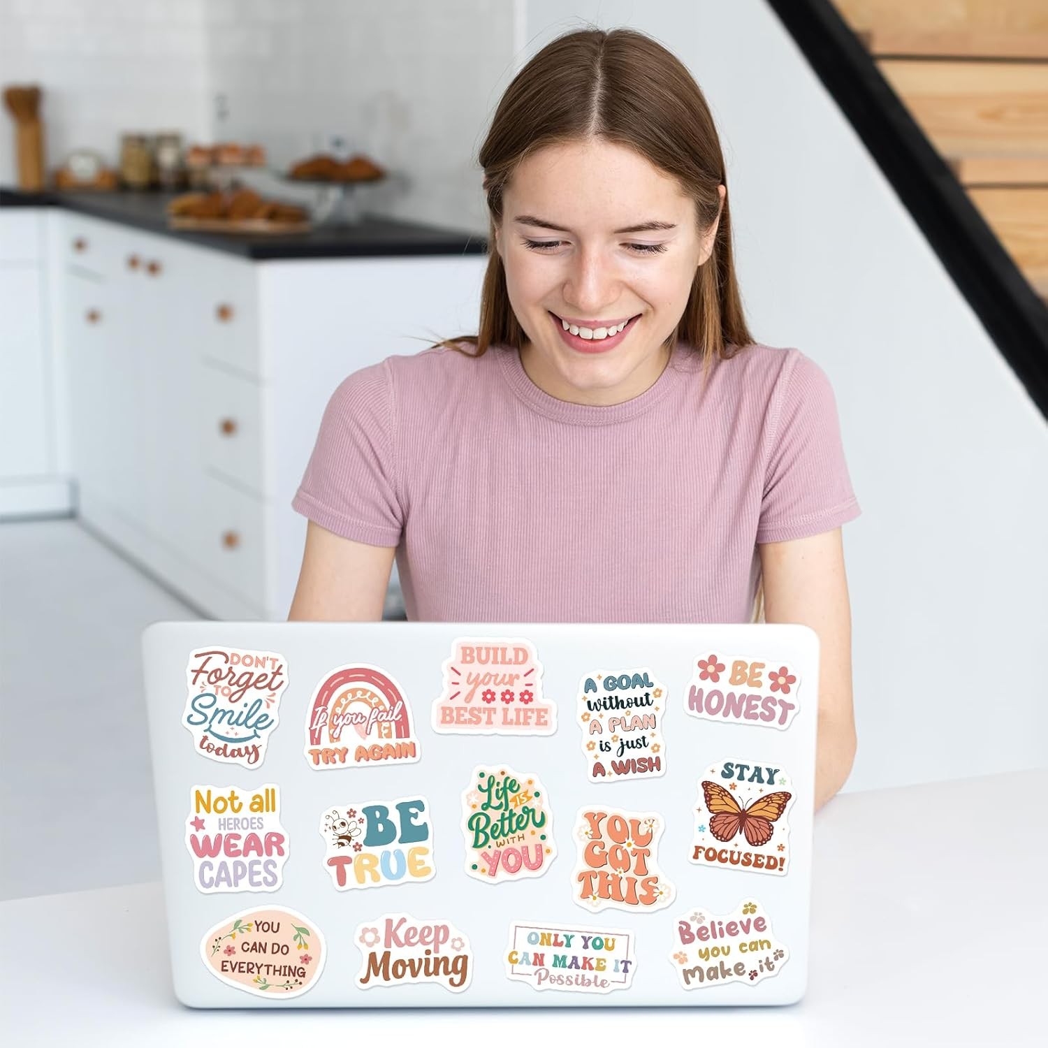 200Pcs Boho Motivational Stickers Waterproof Positive Vinyl for Laptop Bottle