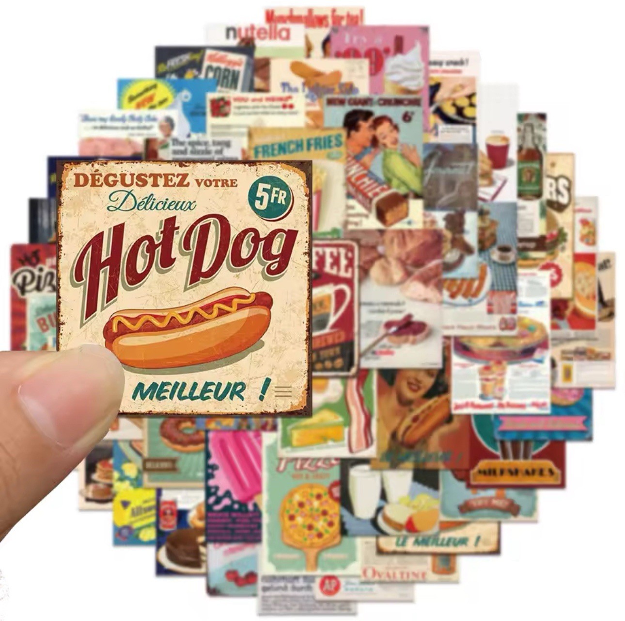 50 PACK PCS Vintage Nostalgia Retro Antique Food Drinks Ads Labels Stickers Lot