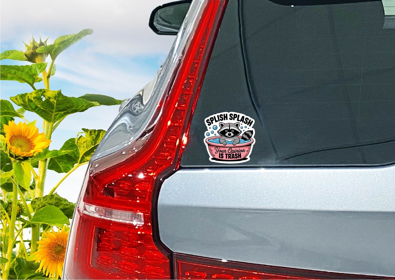 Your Opinion is Trash Decal Sticker Raccoon Bath Splash Garbage Panda Judge Life
