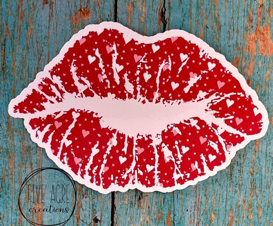 Red Lips Sticker – Car Decal – Laptop Sticker – Water Bottle Decal
