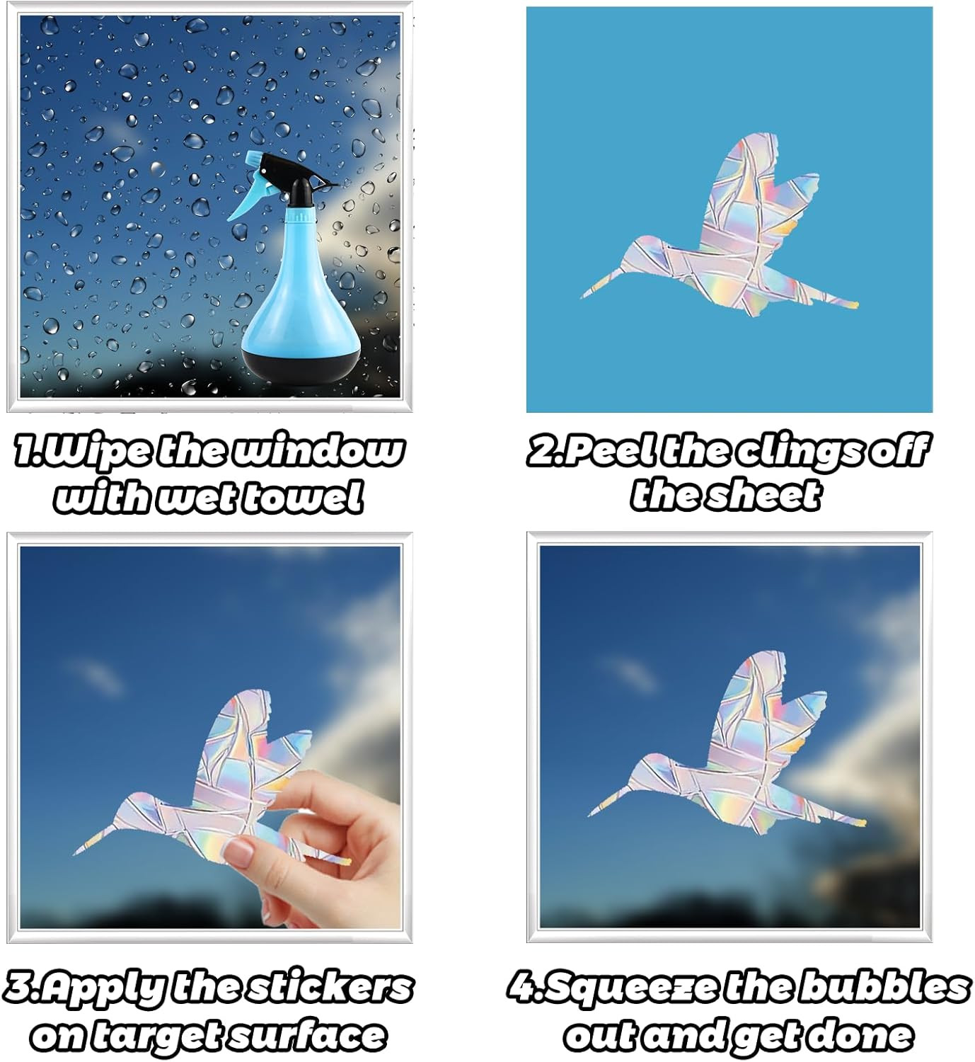 72 Pcs Window Decals to Prevent Bird Strikes – Anti-Collision Window Stickers fo