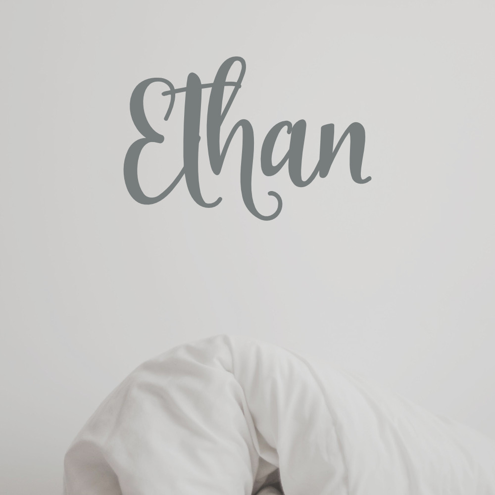 Personalized Script Name with Graphic Vinyl Wall Decal Sticker Nursery Bedroom