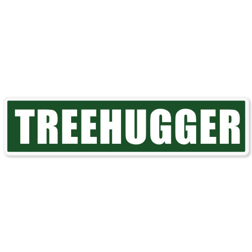 Treehugger tree forest preserve bumper sticker 8" x 2"