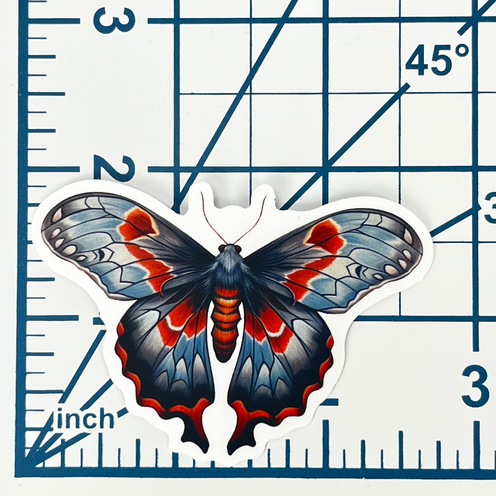Crimson Swallowtail Moth Vinyl Sticker Vintage Butterfly Insect Journal Laptop