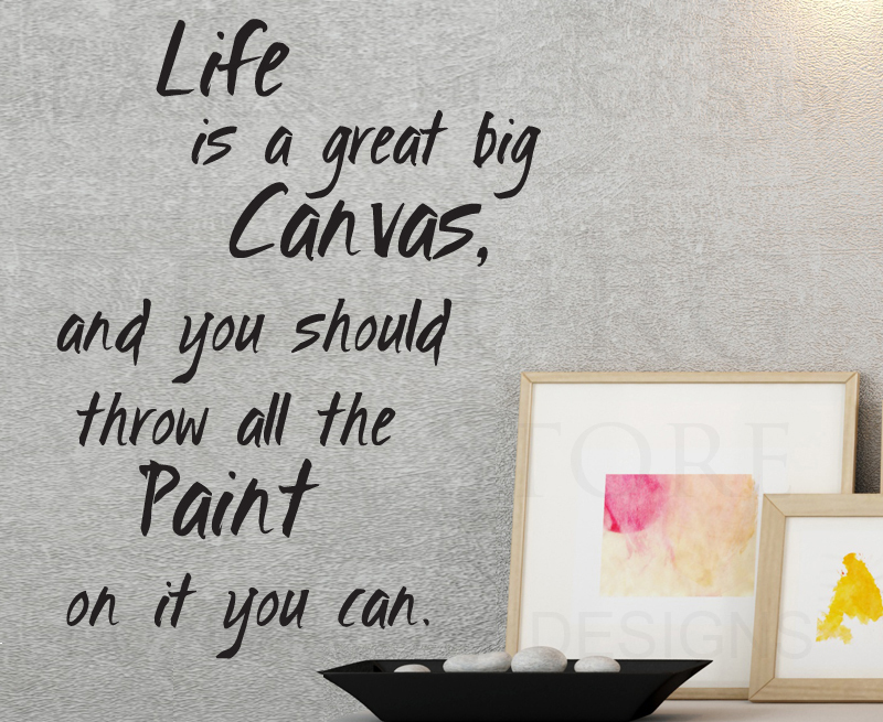 Wall Decal Sticker Quote Vinyl Art Mural Adhesive Life is a Canvas Painting IN81