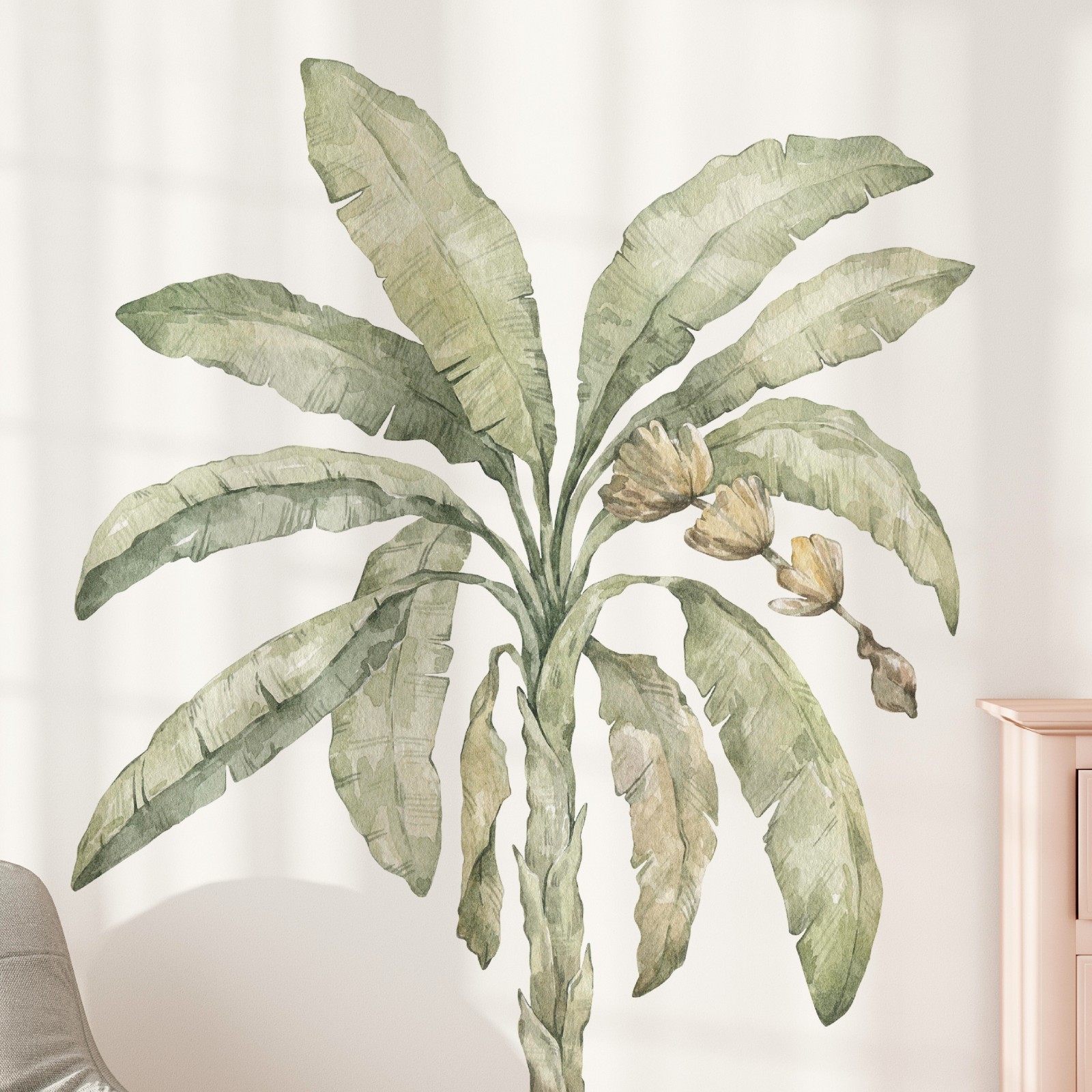 Watercolor Palm Tree Wall Decal Tropical Nursery Wall Decor | Jungle Collection