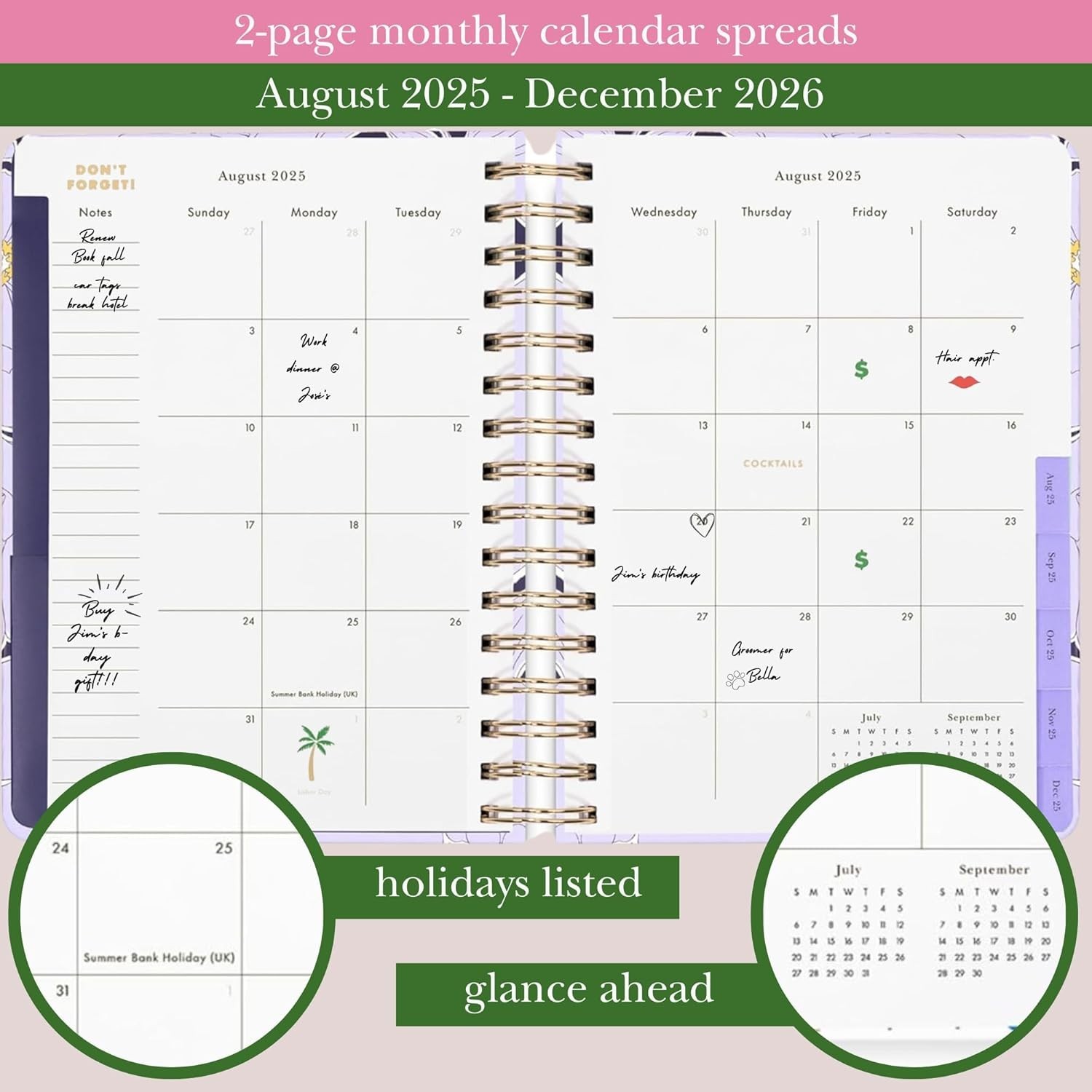 Large Monthly Planner August 2025 – December 2026, Monthly Agenda